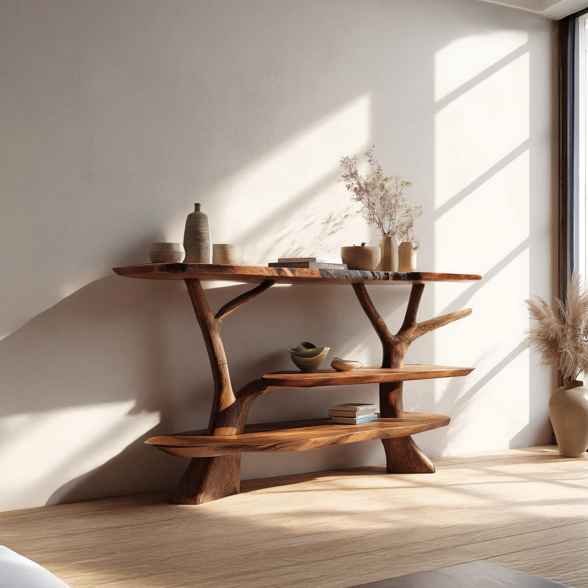 Mid Century Wooden Live Edge Console Table For Living Room Accent SILDTTRCS036