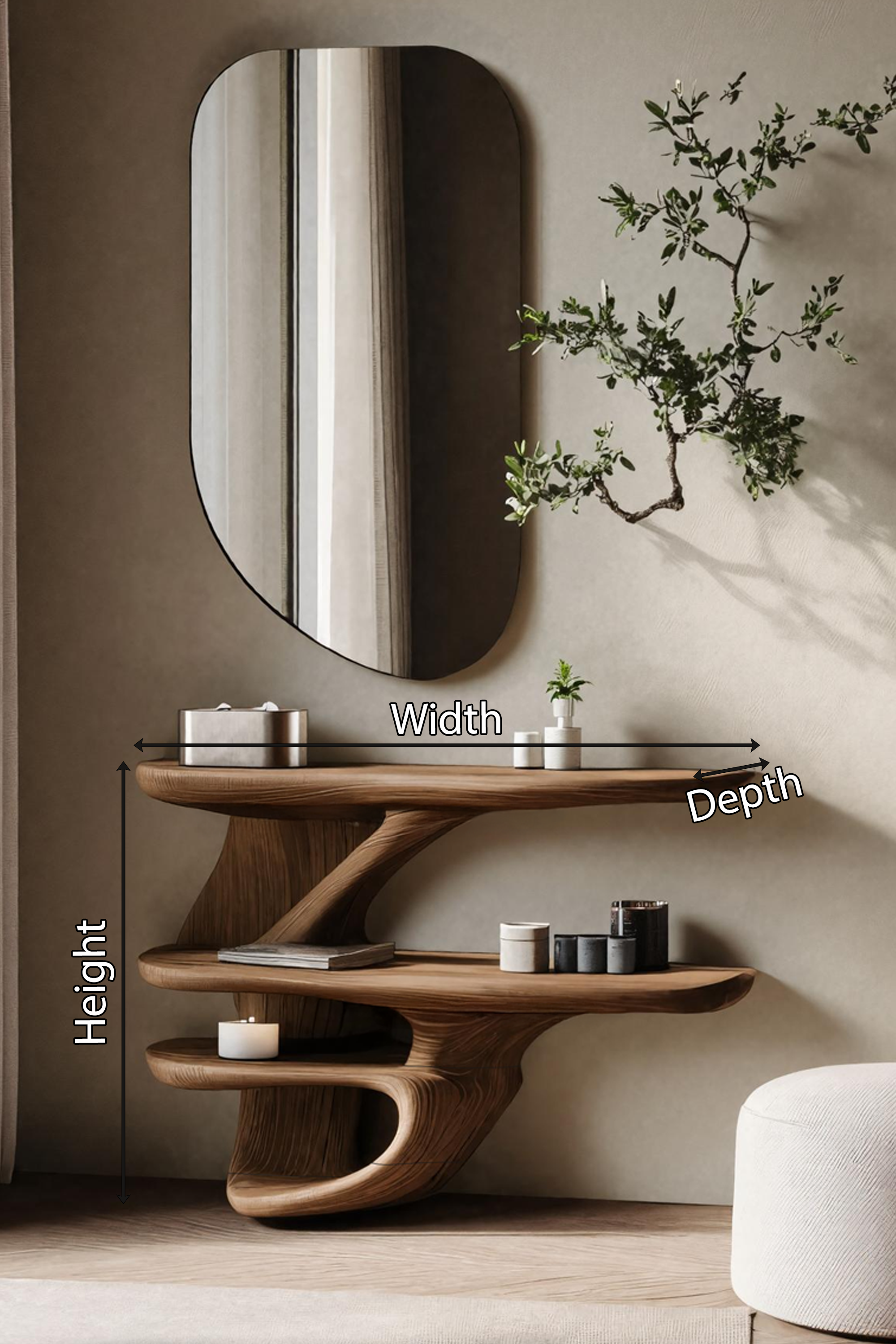 Handcrafted Live Edge Cosmetic Table for Bathroom Use SILDTTNMV010