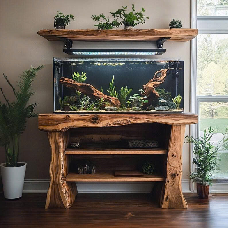 Handmade Wooden Aquarium Stand Home Decor Gift SINLWT008