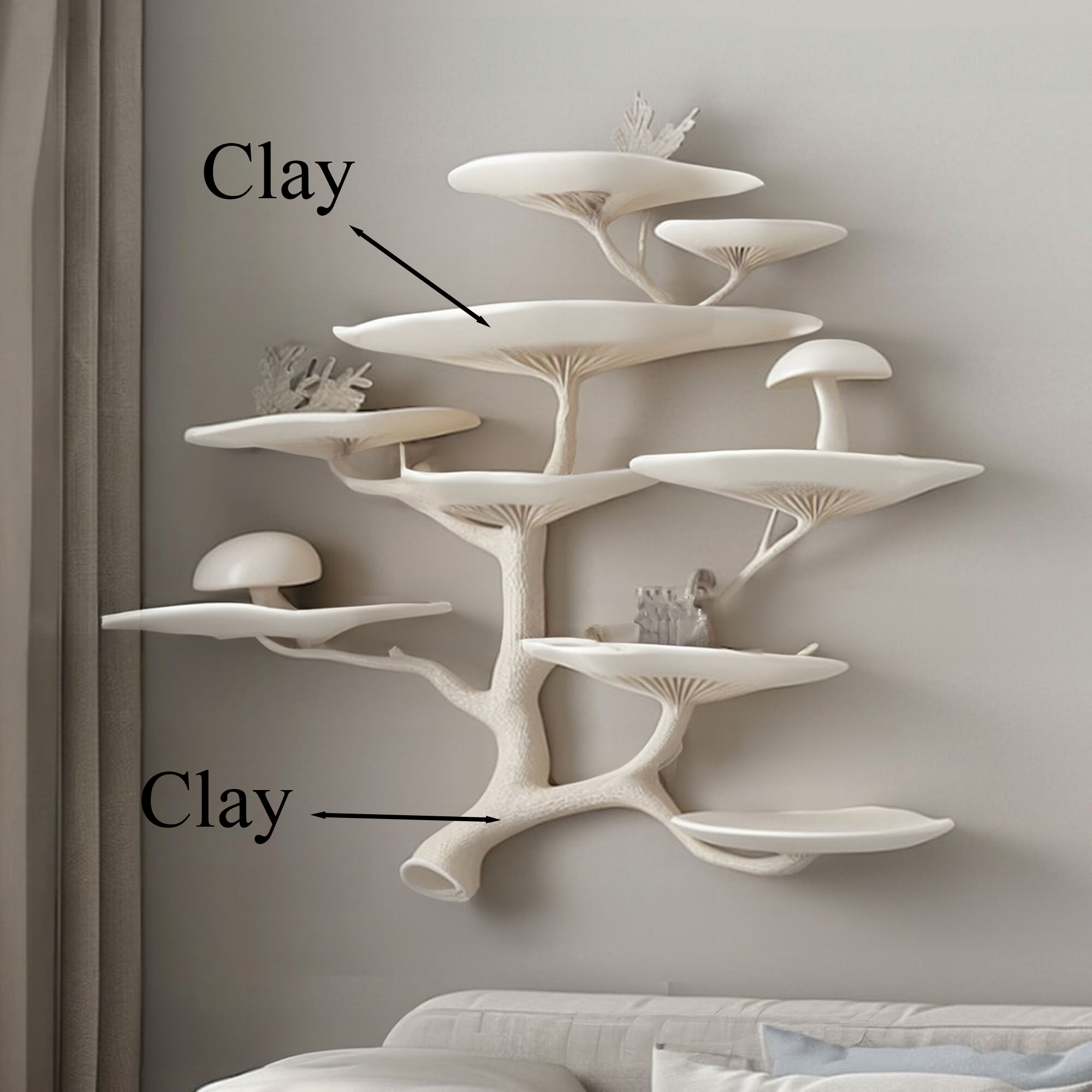 Mushroom Tree Floating Corner Wall Shelf SINLTBS004