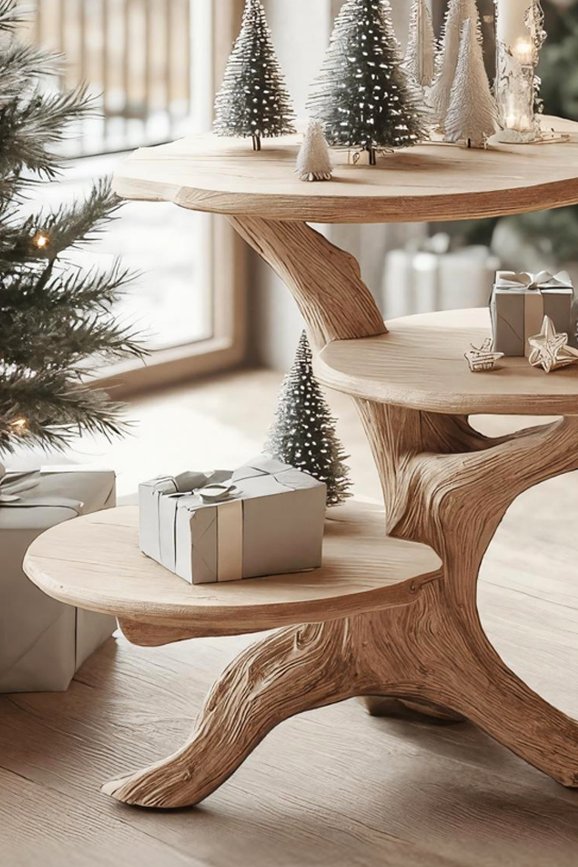 Rustic Solid Wood End Table For Entryway Design Xmas Wall Display SILDTTRENC020