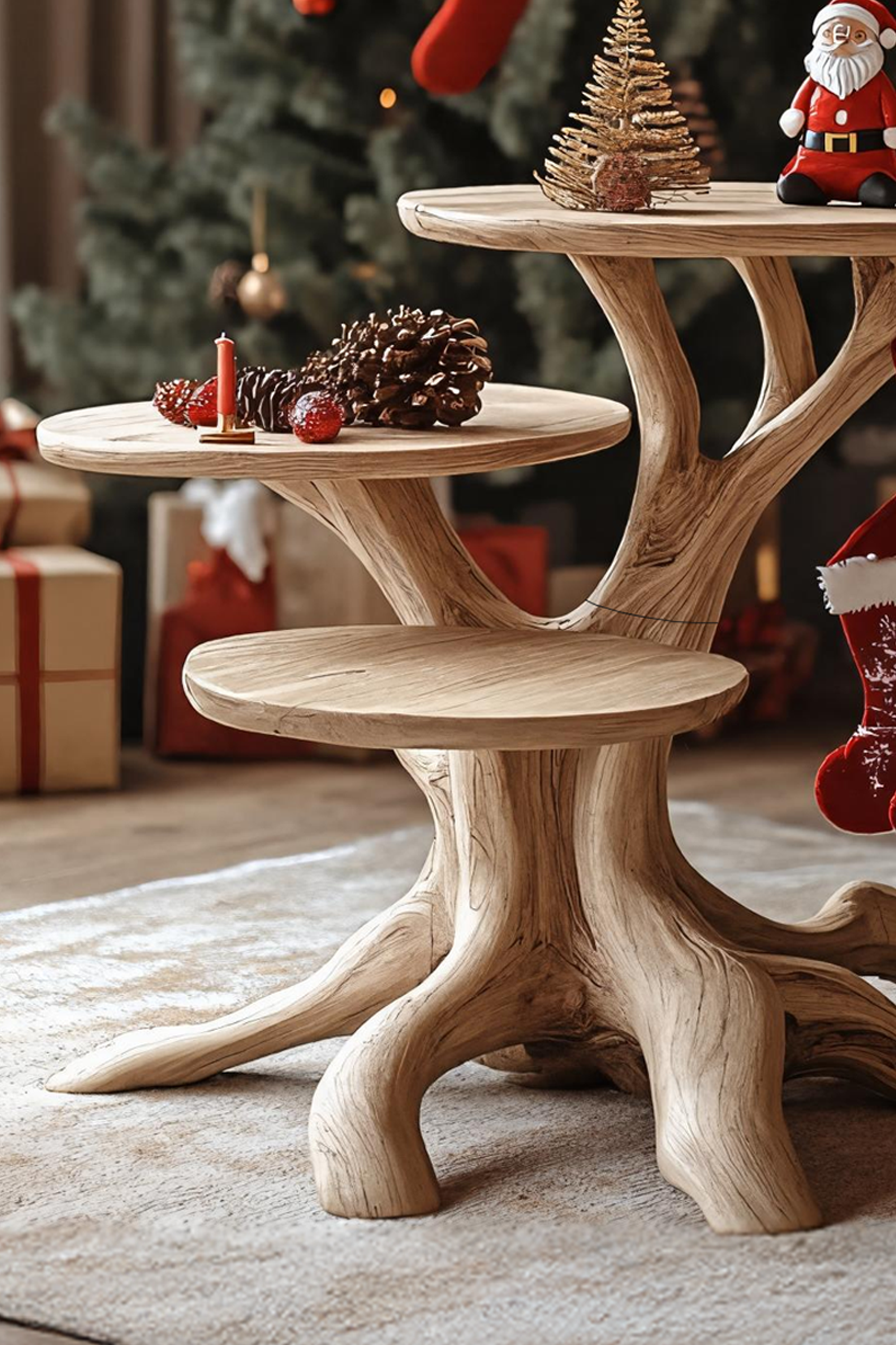 Rustic Wooden End Table For Entryway Design Festive Wall Display SILDTTRENC004