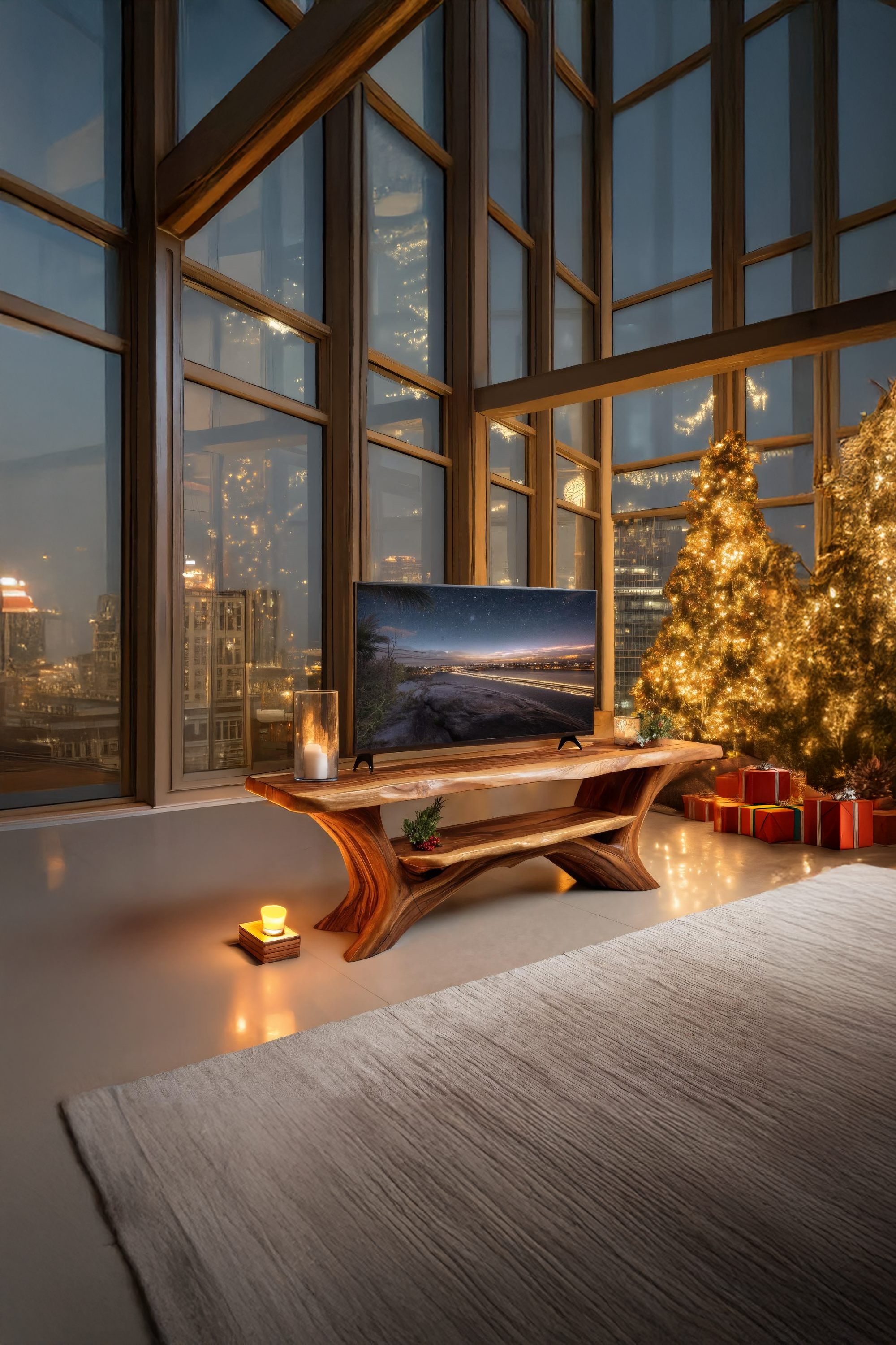 Farmhouse Solid Wood TV Console For Christmas Home Decor SILDTTRCTV022