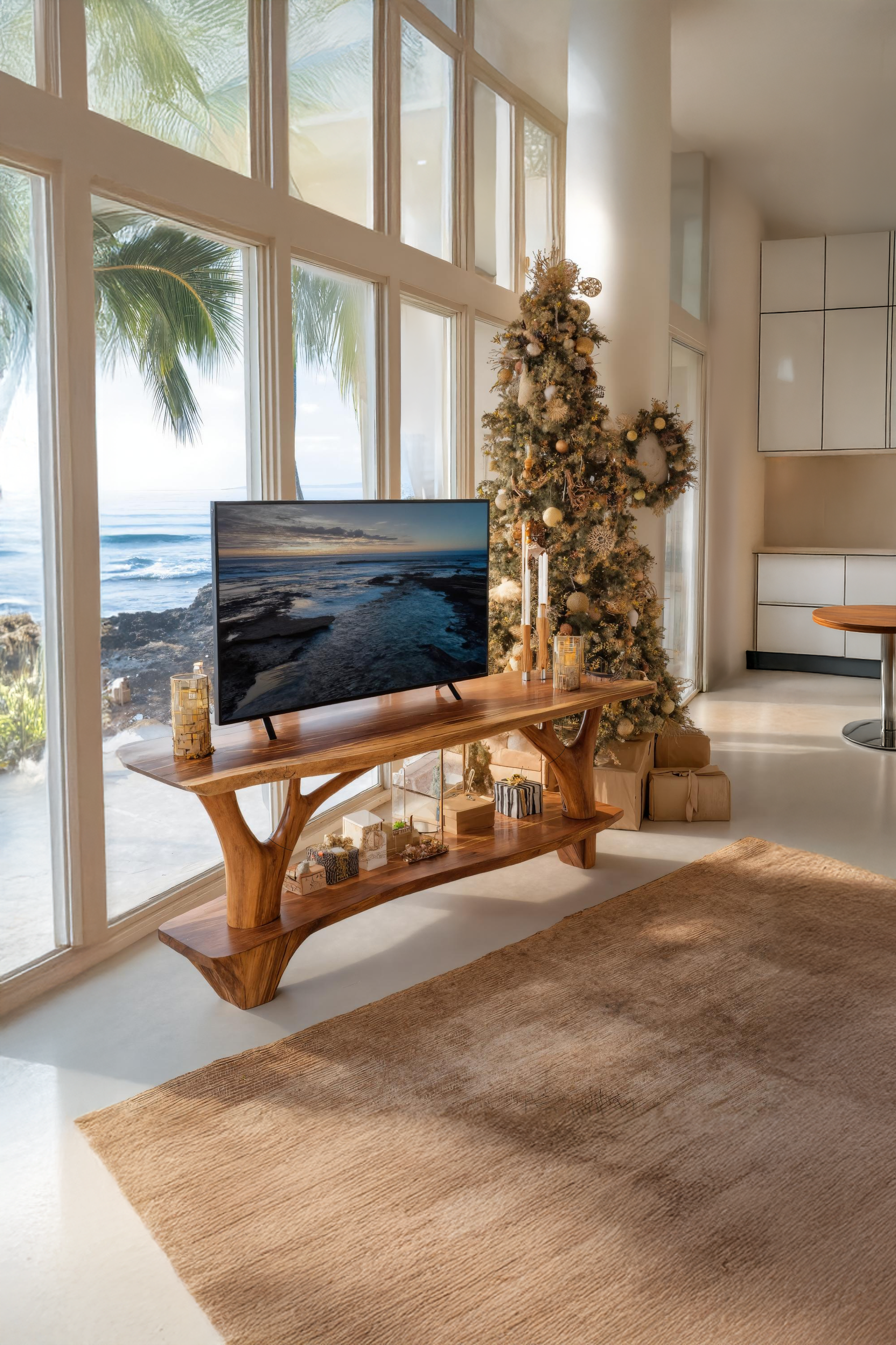 Handcrafted Live Edge Entryway TV Stand For Noel Home Decor SILDTTRCTV031