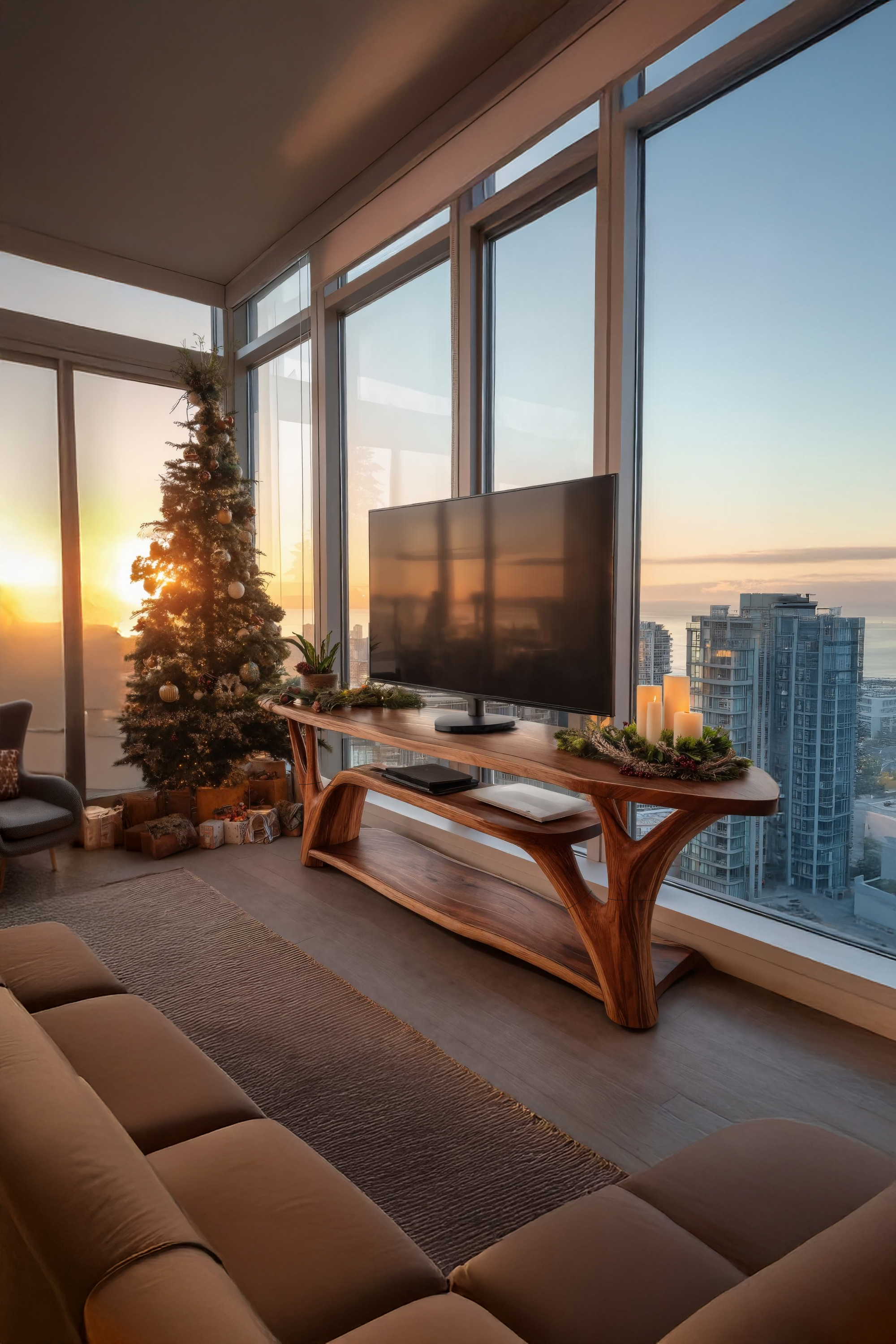 Handcrafted Wooden Live Edge TV Console For Festive Home Design SILDTTRCTV035