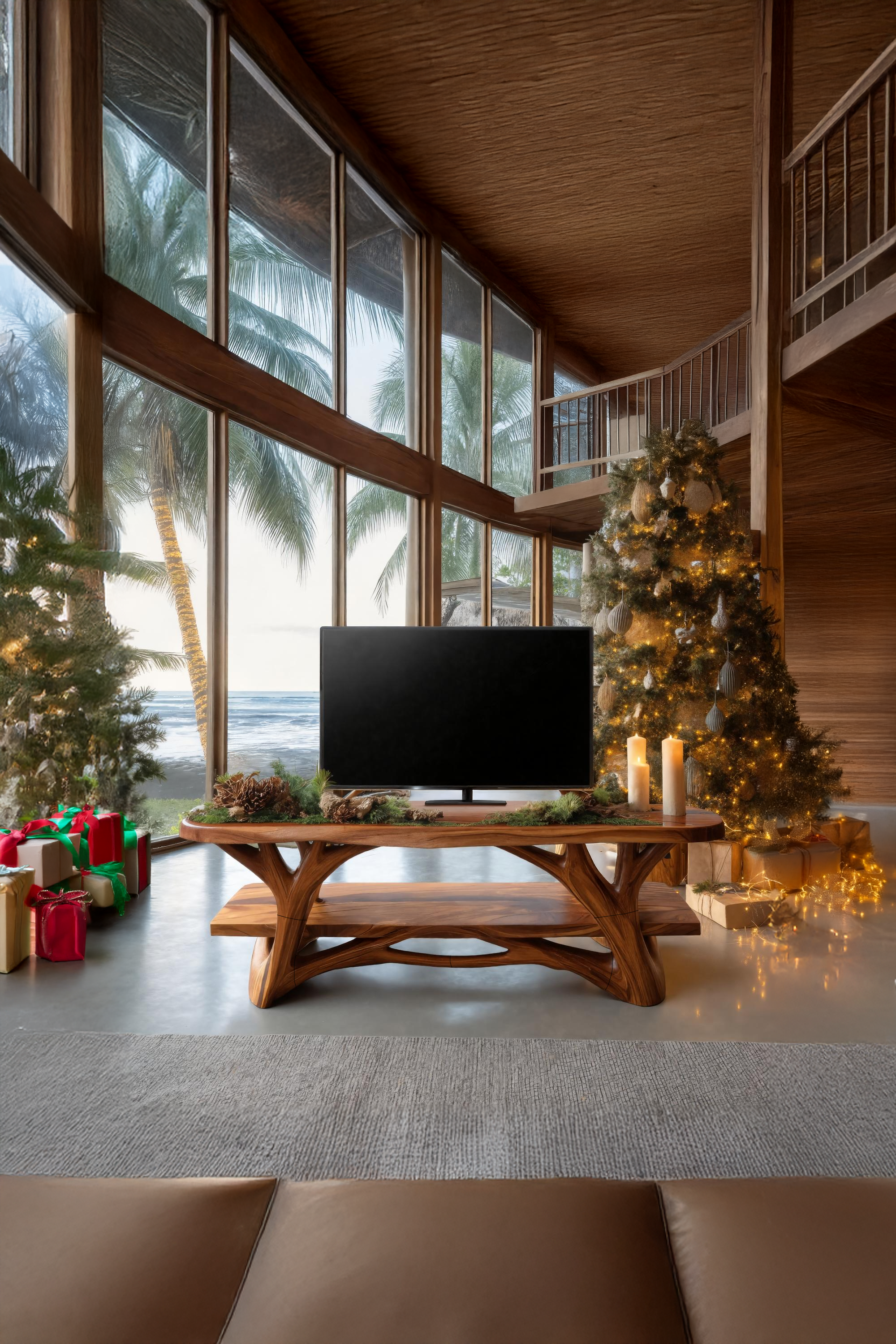 Handcrafted Live Edge Entryway TV Stand For Holiday Season SILDTTRCTV023