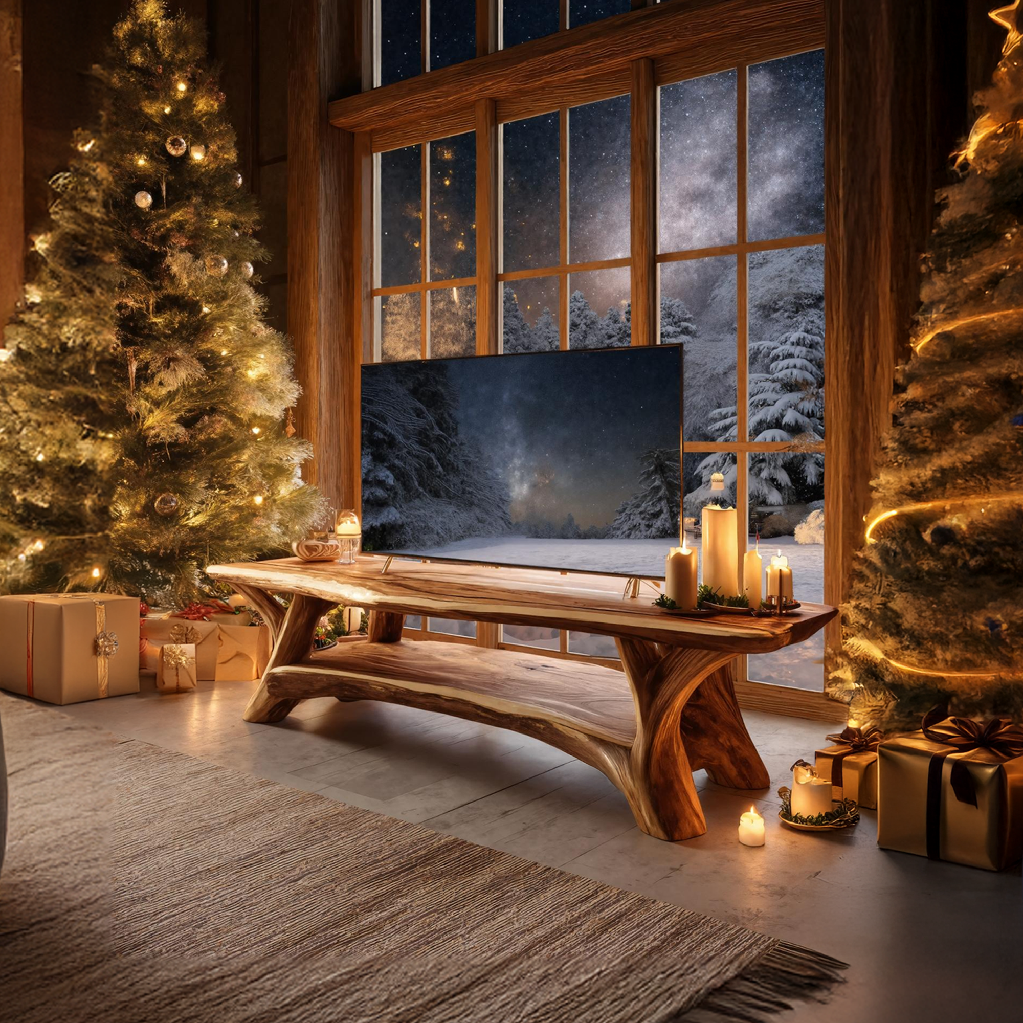 Handcrafted Live Edge Entryway TV Stand For Festive Home Design SILDTTRCTV003