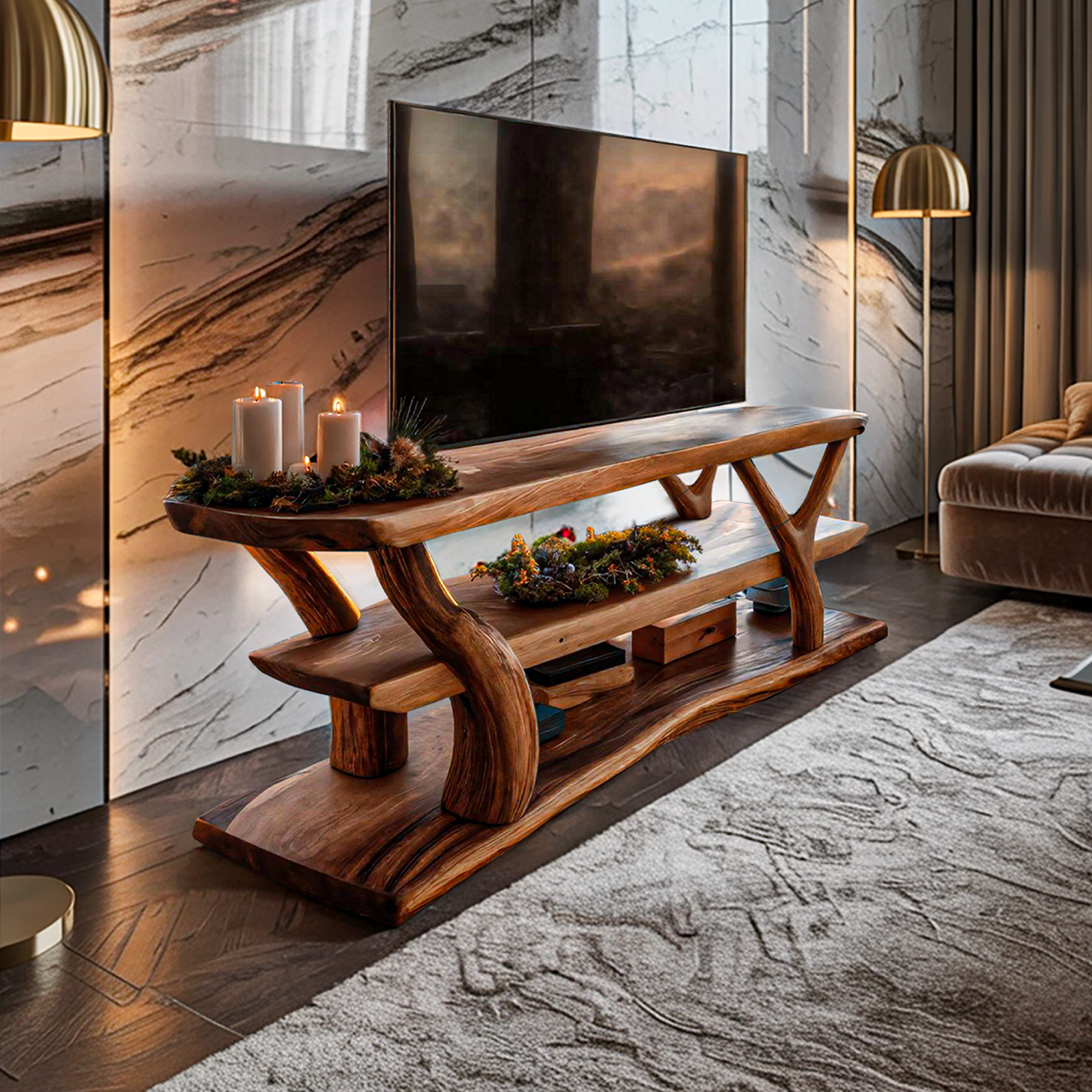 Mid Century Wooden Live Edge TV Console For Christmas Furniture SILDTTRCTV009