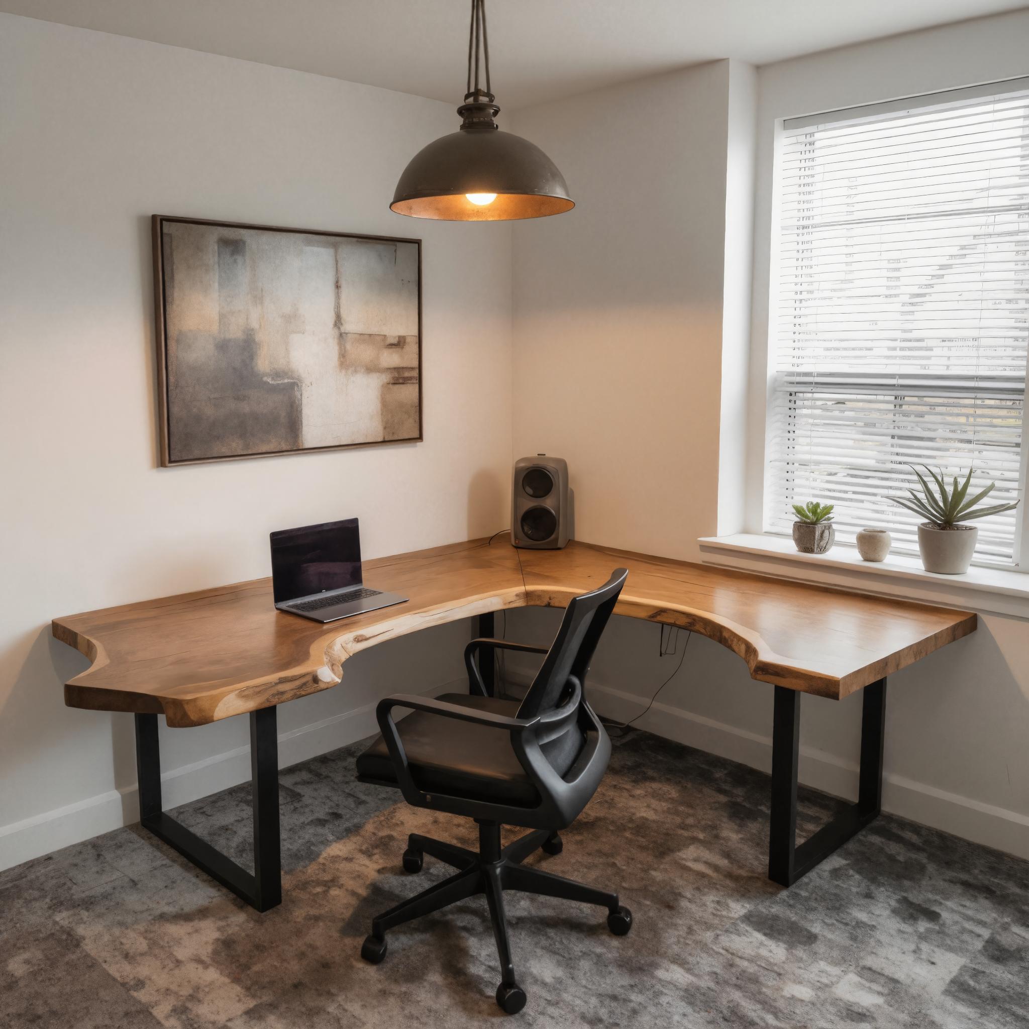 Live Edge L Shaped Desk With Metal Legs For Home Office SITHHNDE056