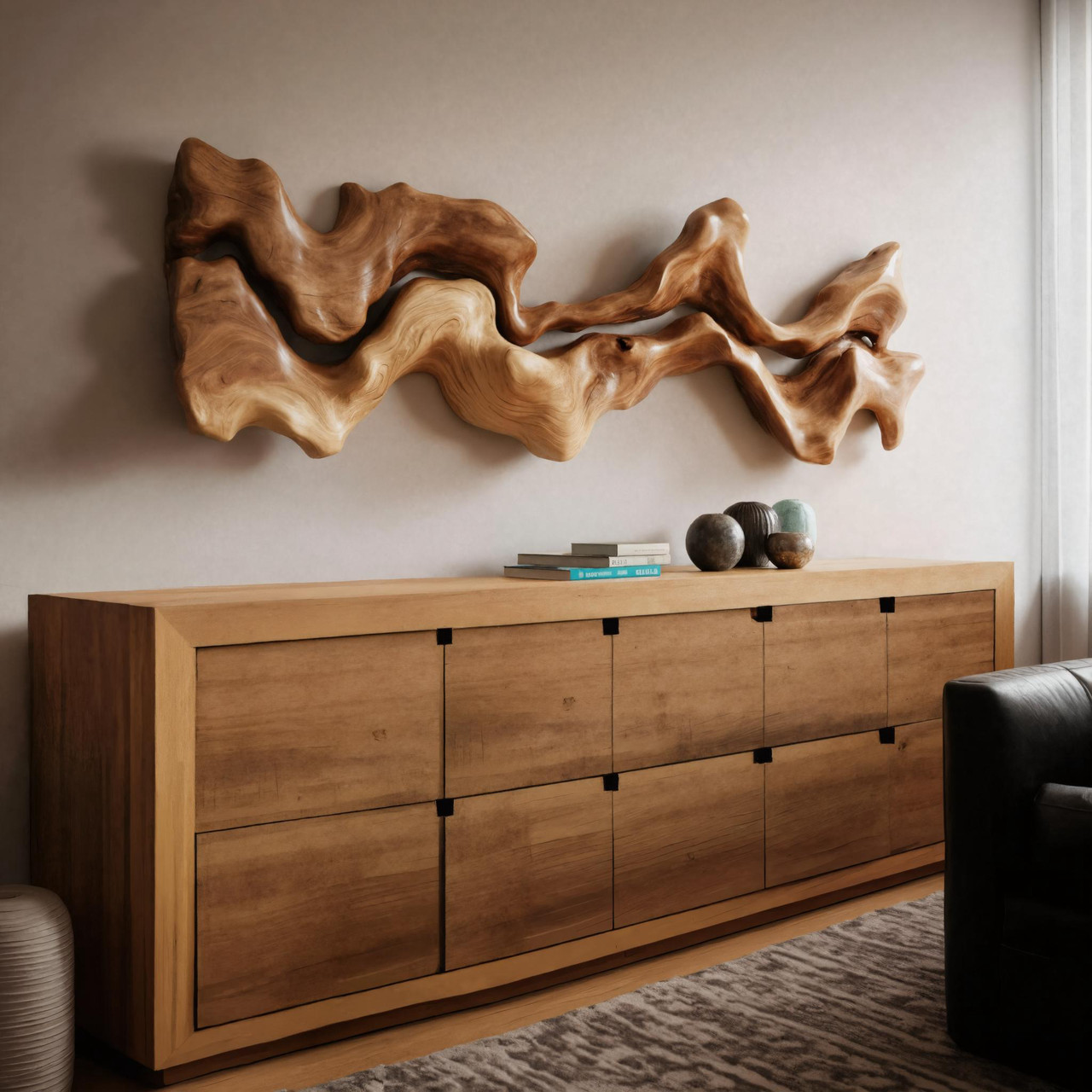 Abstract Carved Wall Art Sculpture For Living Room SITHHNWA010