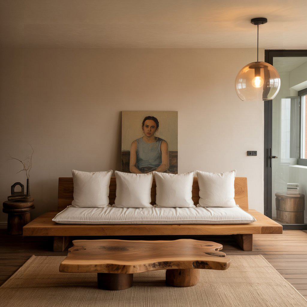 Minimalist Solid Wood Sofa For Living Room Or Studio SITHHNSF001