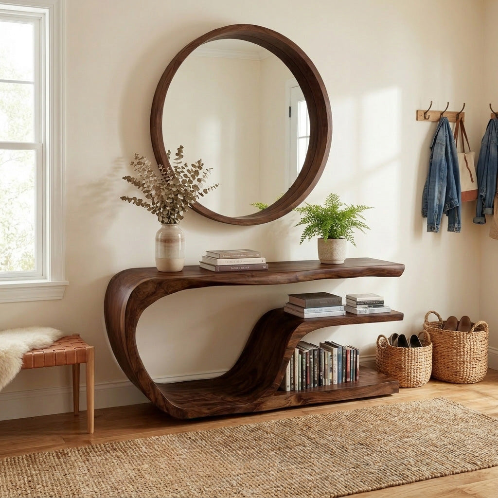 Modern Wood Console Table With Storage For Living Room RTTHHNCS008