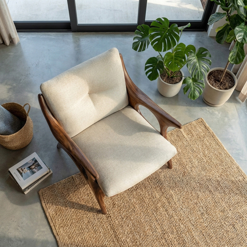 Minimalist Wooden Lounge Chair For Living Room Interior RTTHHNCHR112