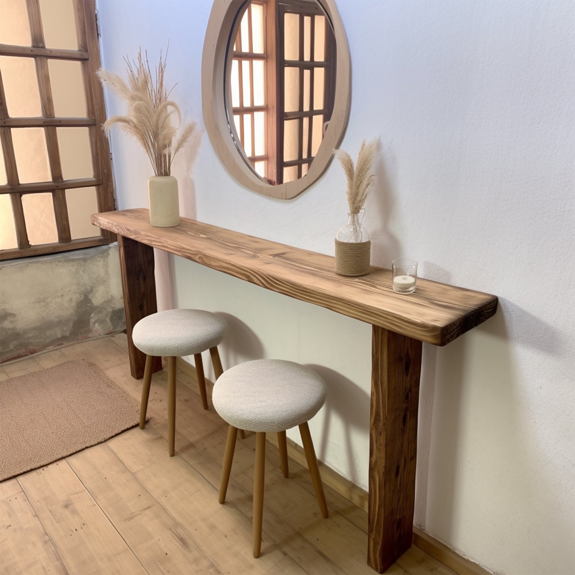 Rustic Entryway Console Table In Solid Wood Design SILDTCS004