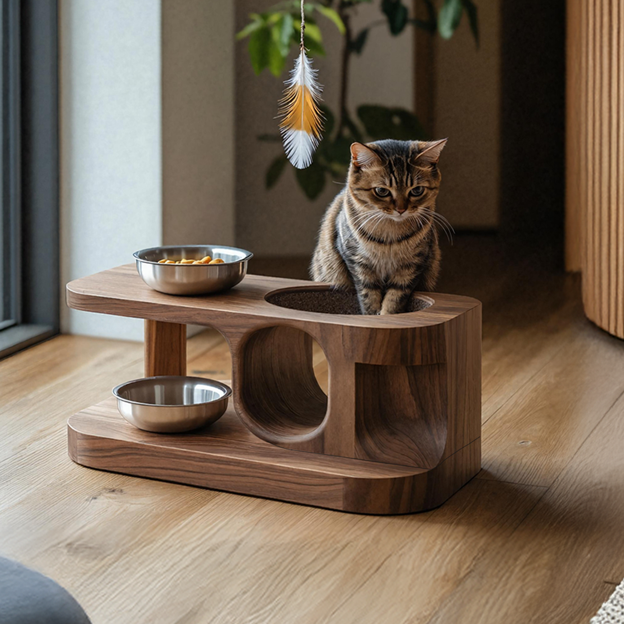Rustic Style Dog Food Bowl Stand For Kitchen Decor SILDTTNDBS008