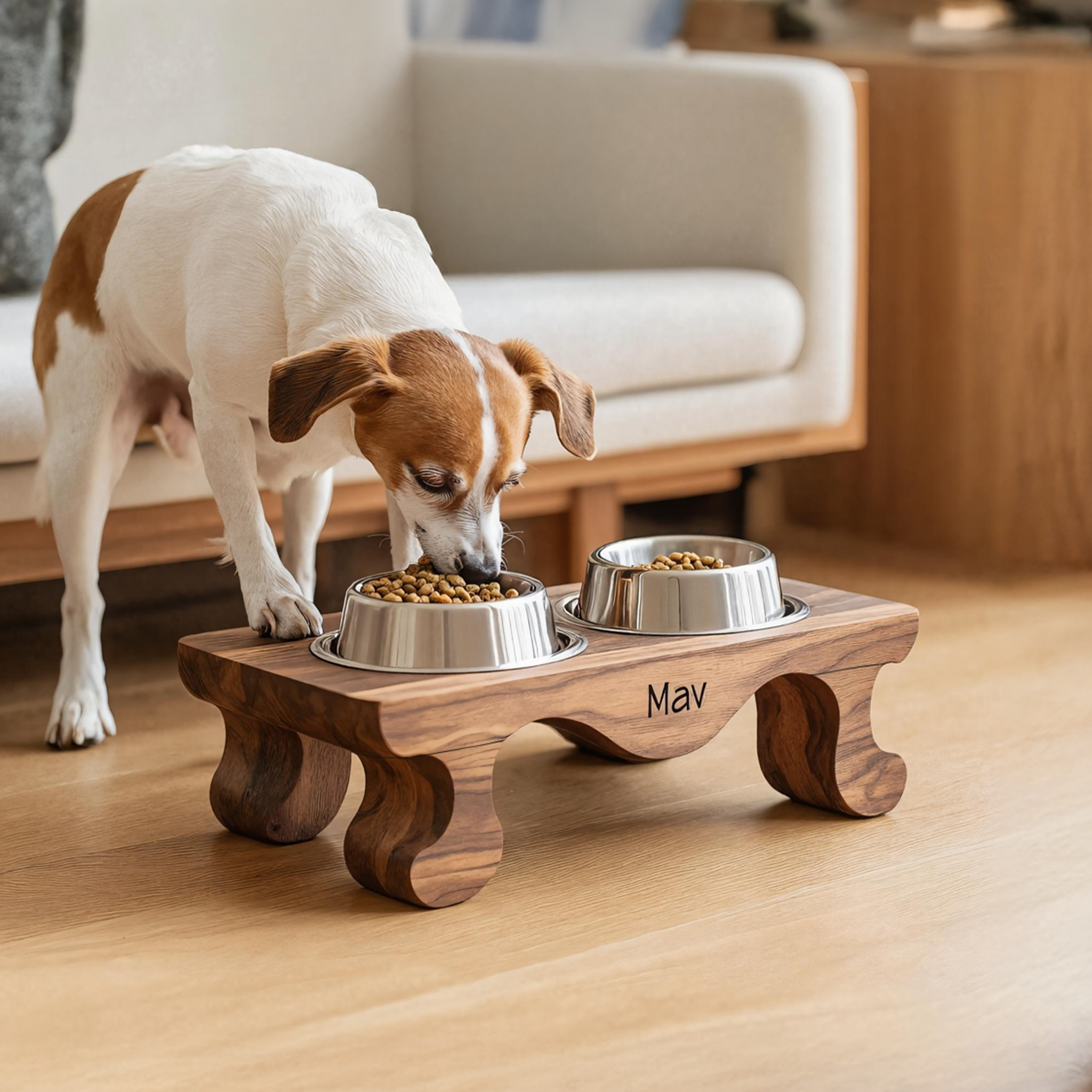 Handcrafted Feeding Stand For Dog Kitchen Corner SILDTTNDBS010