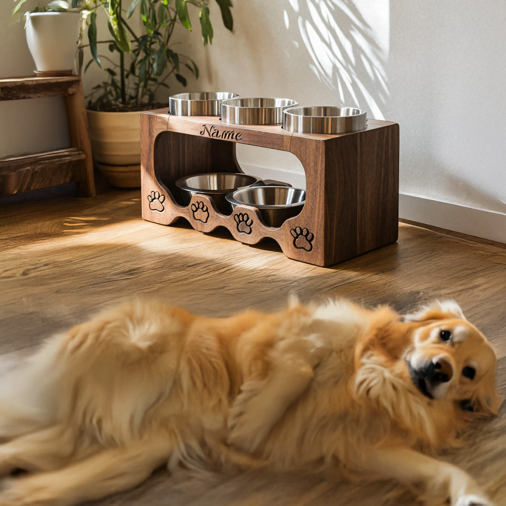 Handcrafted Elevated Pet Food Stand For Dogs SILDTTRDBS012