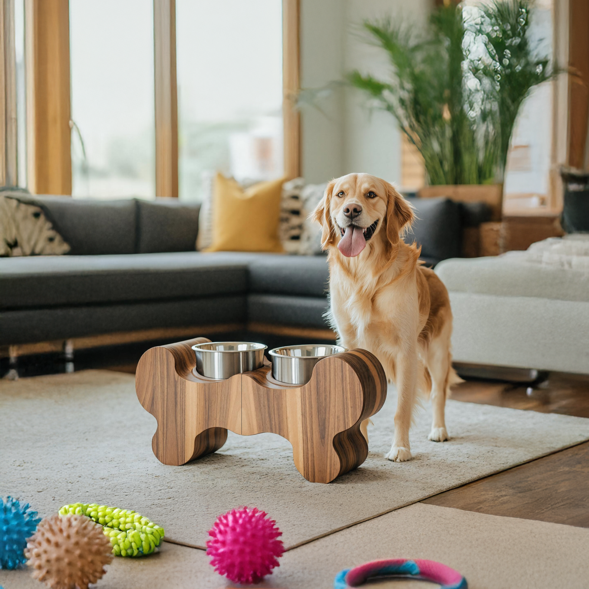 Handcrafted Dog Bowl Stand For Modern Kitchen Decor SILDTTRDBS002