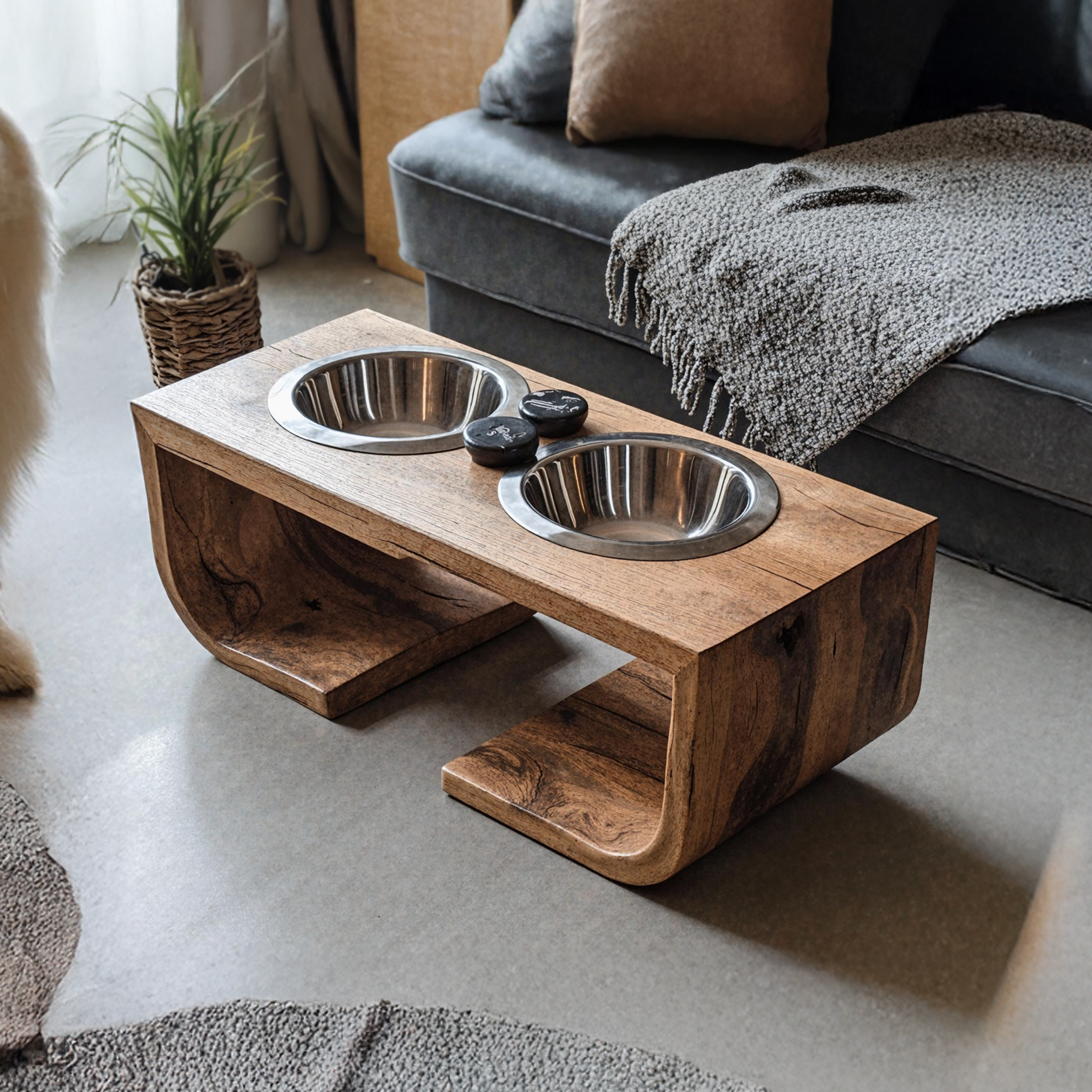 Mid Century Dog Bowl Stand For Living Room SILDTDBS001