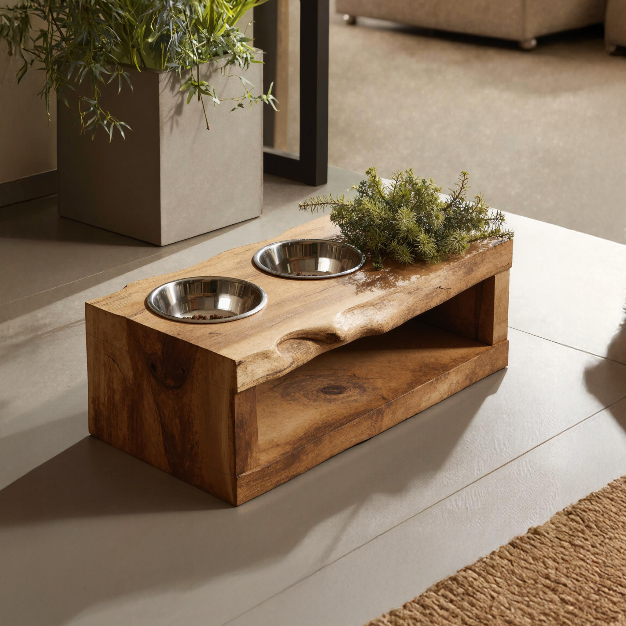 Farmhouse Dog Feeding Stand Rustic Dog Space SILDTDBS005