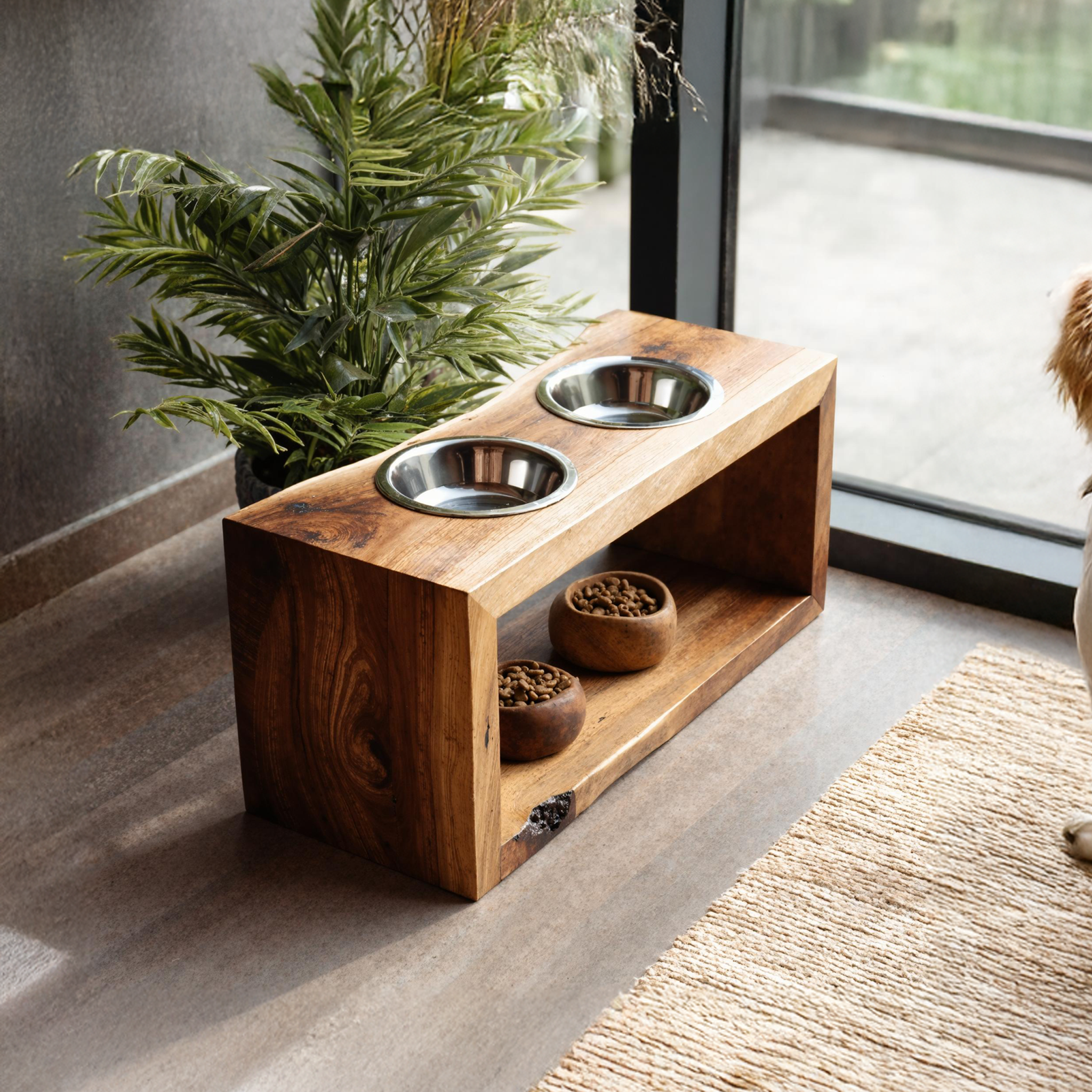 Handcrafted Pet Bowl Holder Pet Food Area SILDTDBS003