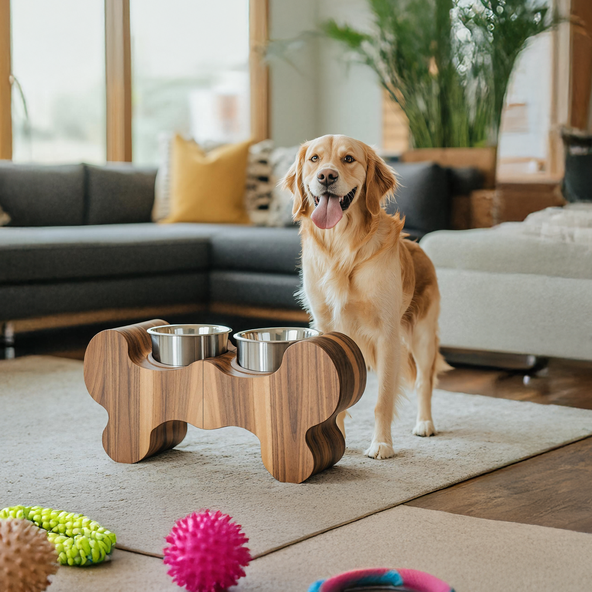 Handcrafted Dog Bowl Stand For Modern Kitchen Decor SILDTTRDBS002