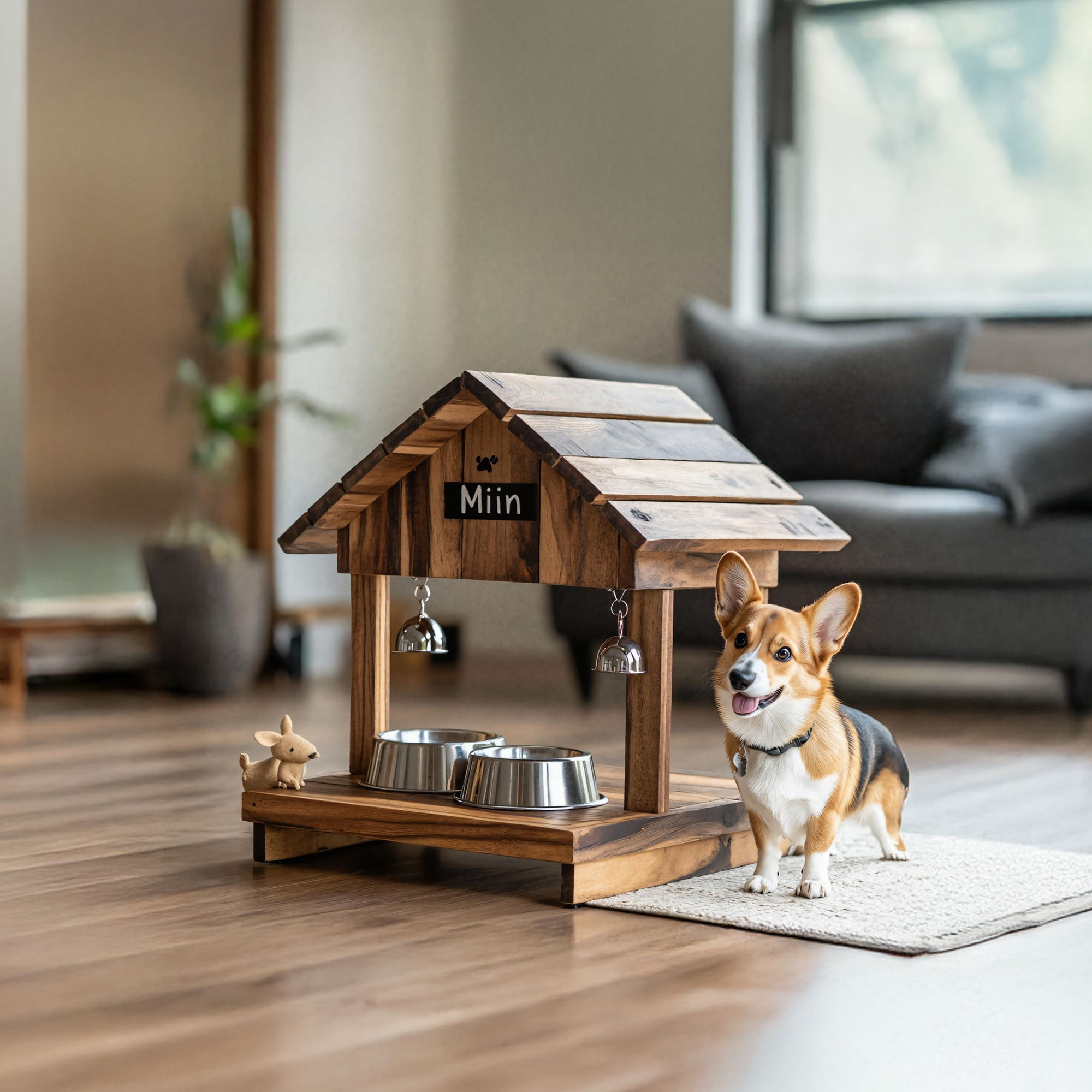 Handcrafted Pet Feeding Station Wooden For Dogs SILDTTRDBS020