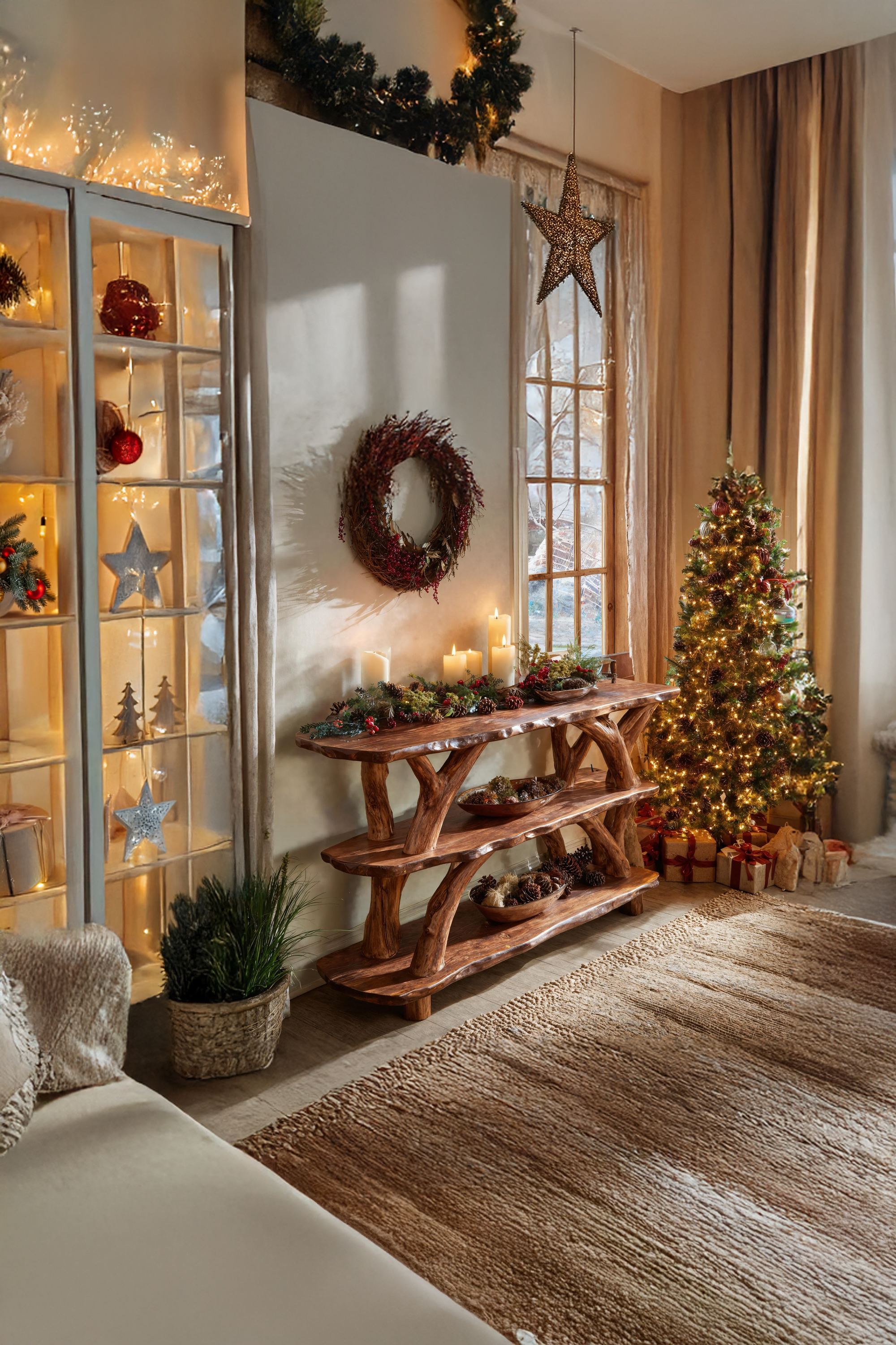 Modern Live Edge Console Table For Christmas Home Furniture Style SILDTTNCSC012