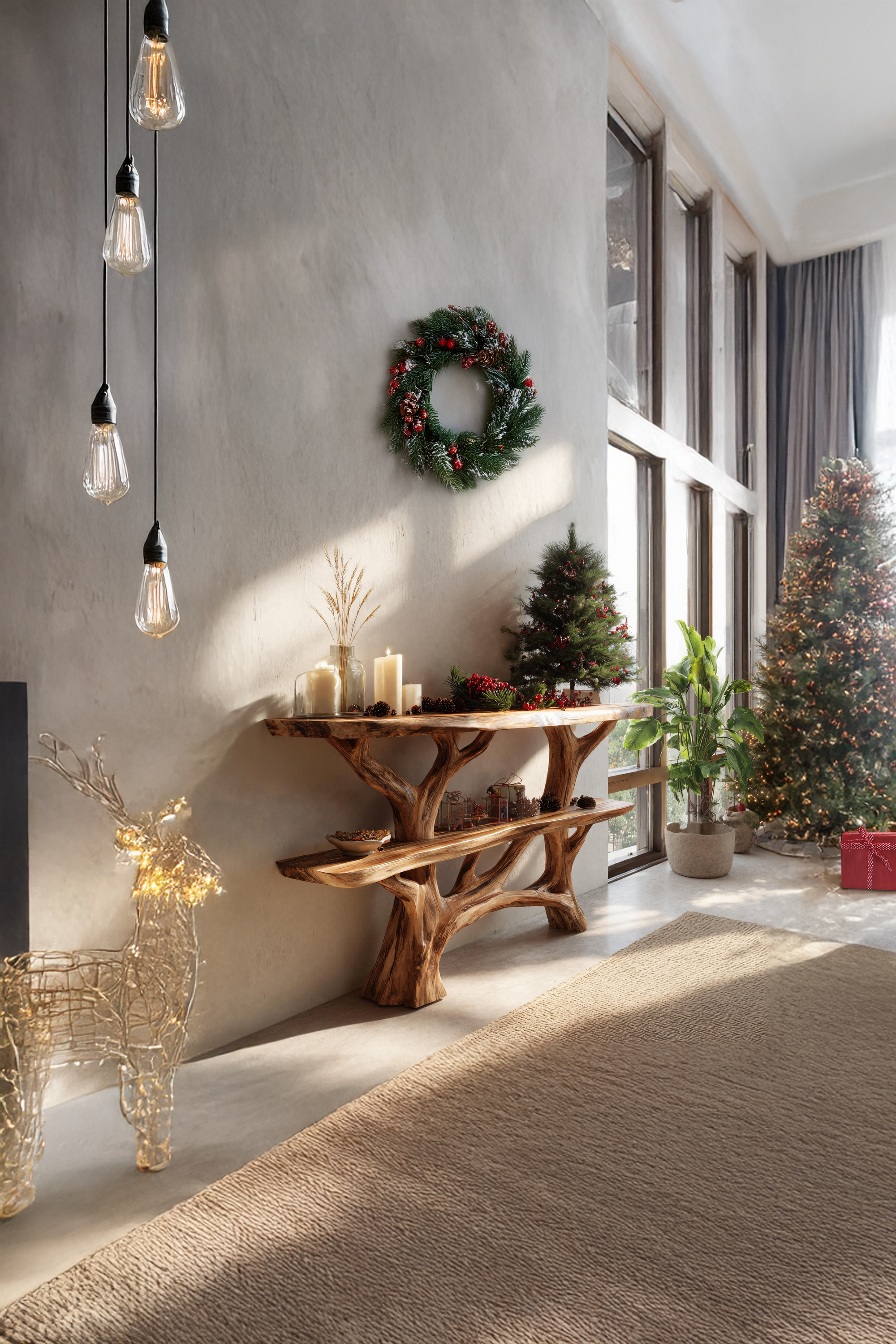 Modern Farmhouse Solid Wood Console Table For Holiday Living Room SILDTTNCSC017