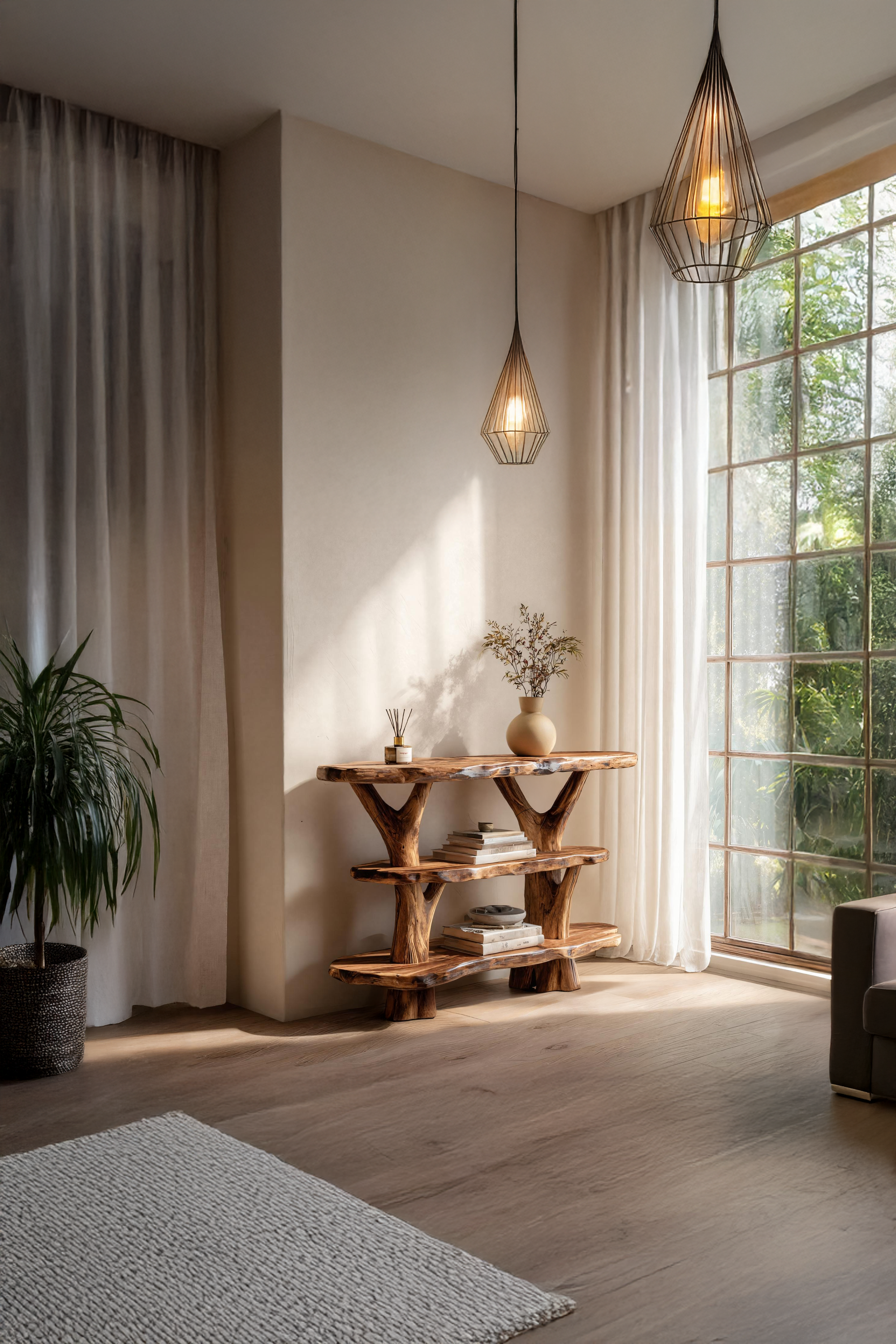 Mid Century Live Edge Entryway Table For Modern Rustic Living Room SILDTTNCS044