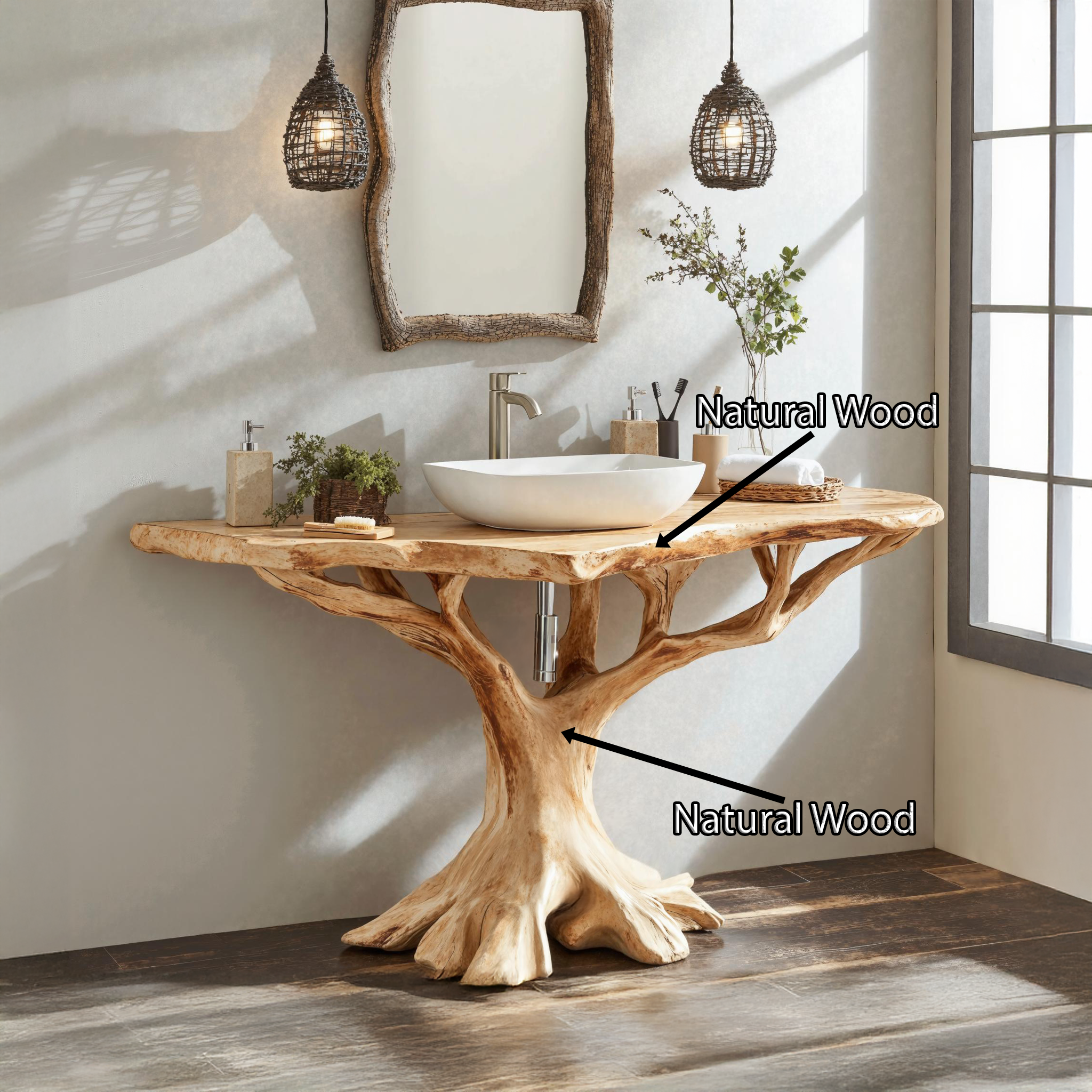 Live Edge Wood Bathroom Vanity Handcrafted For Nature-Inspired Spaces SILDTBRV135