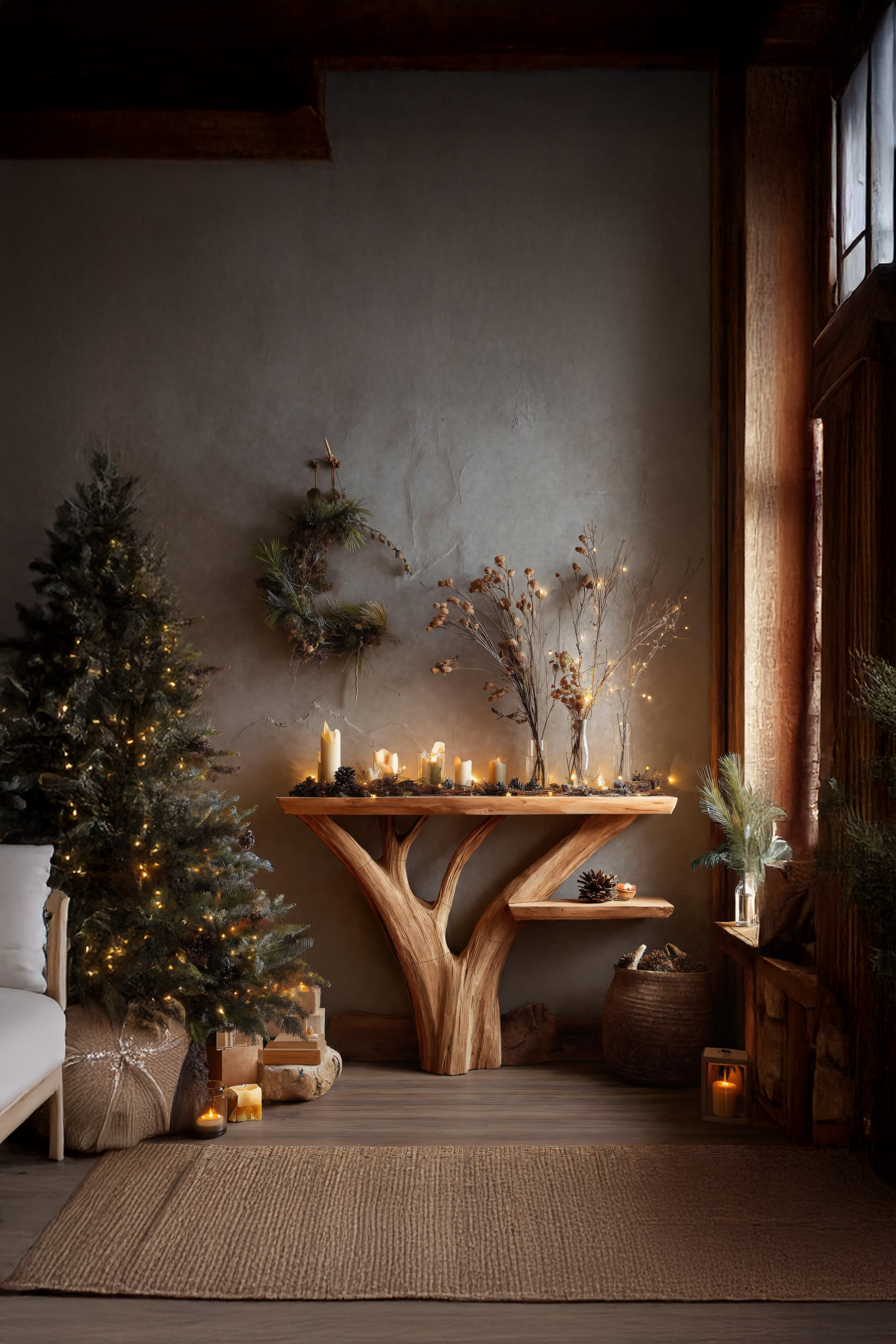 Modern Solid Wood Console Table For Christmas Entryway Decor SILDTTNCSC002