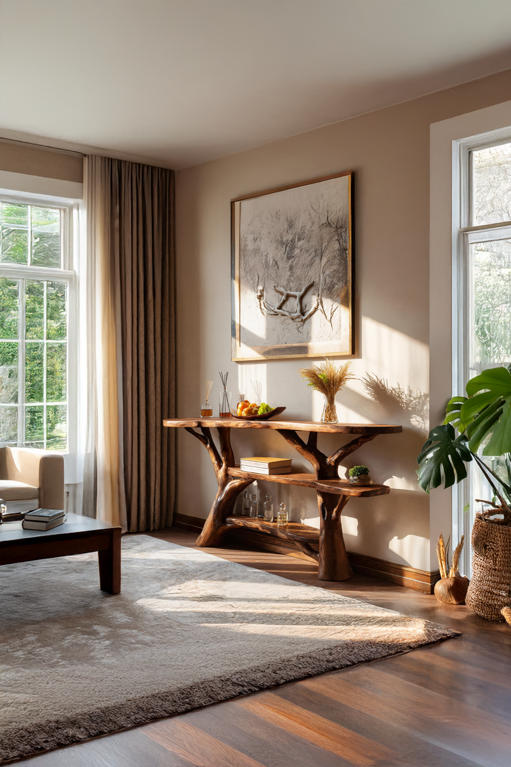 Handcrafted Live Edge Entryway Table For Bedroom Furniture Decoration SILDTTNCS064