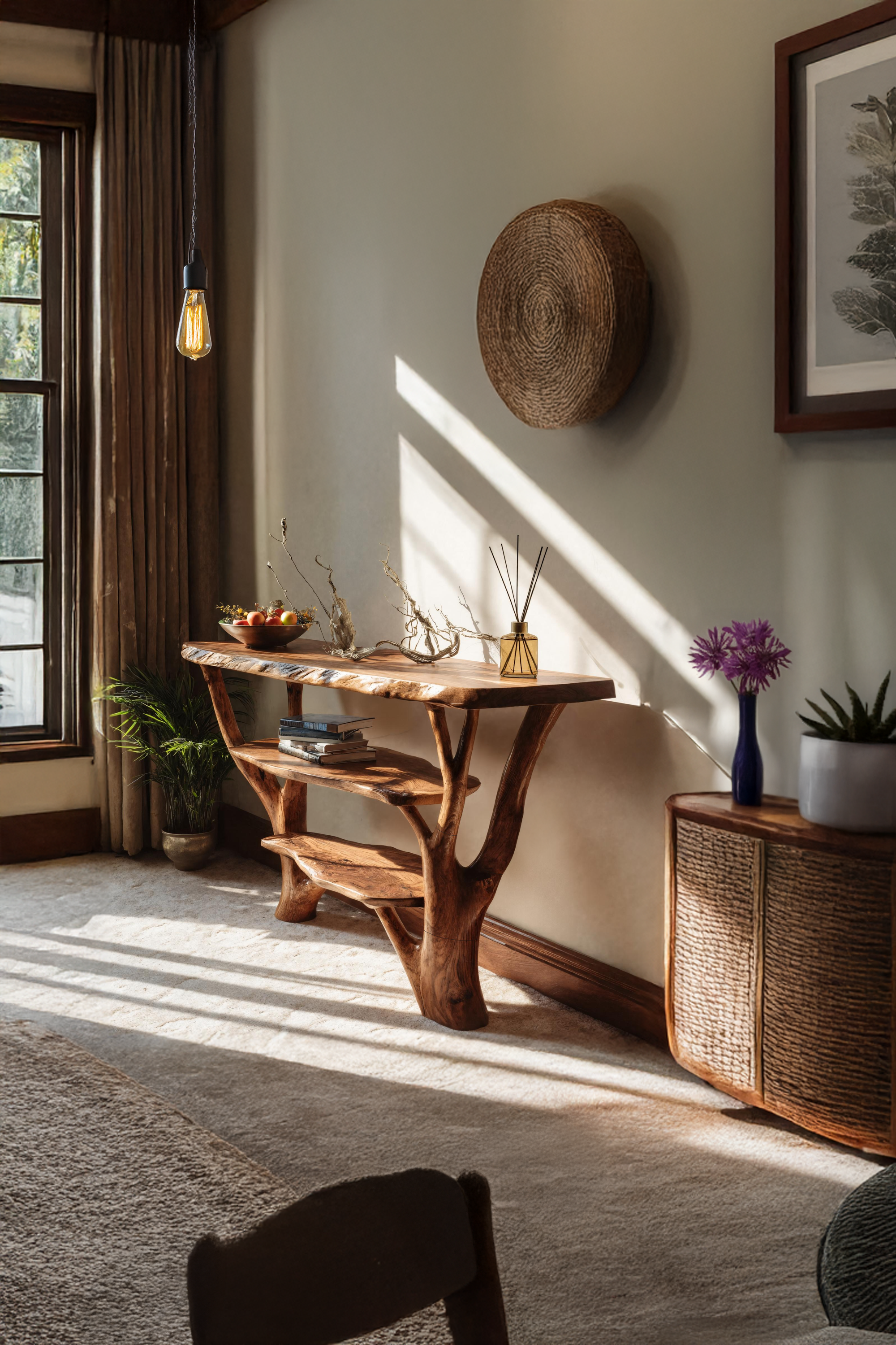 Farmhouse Wooden Live Edge Console Table For Bedroom Country Decor SILDTTNCS063