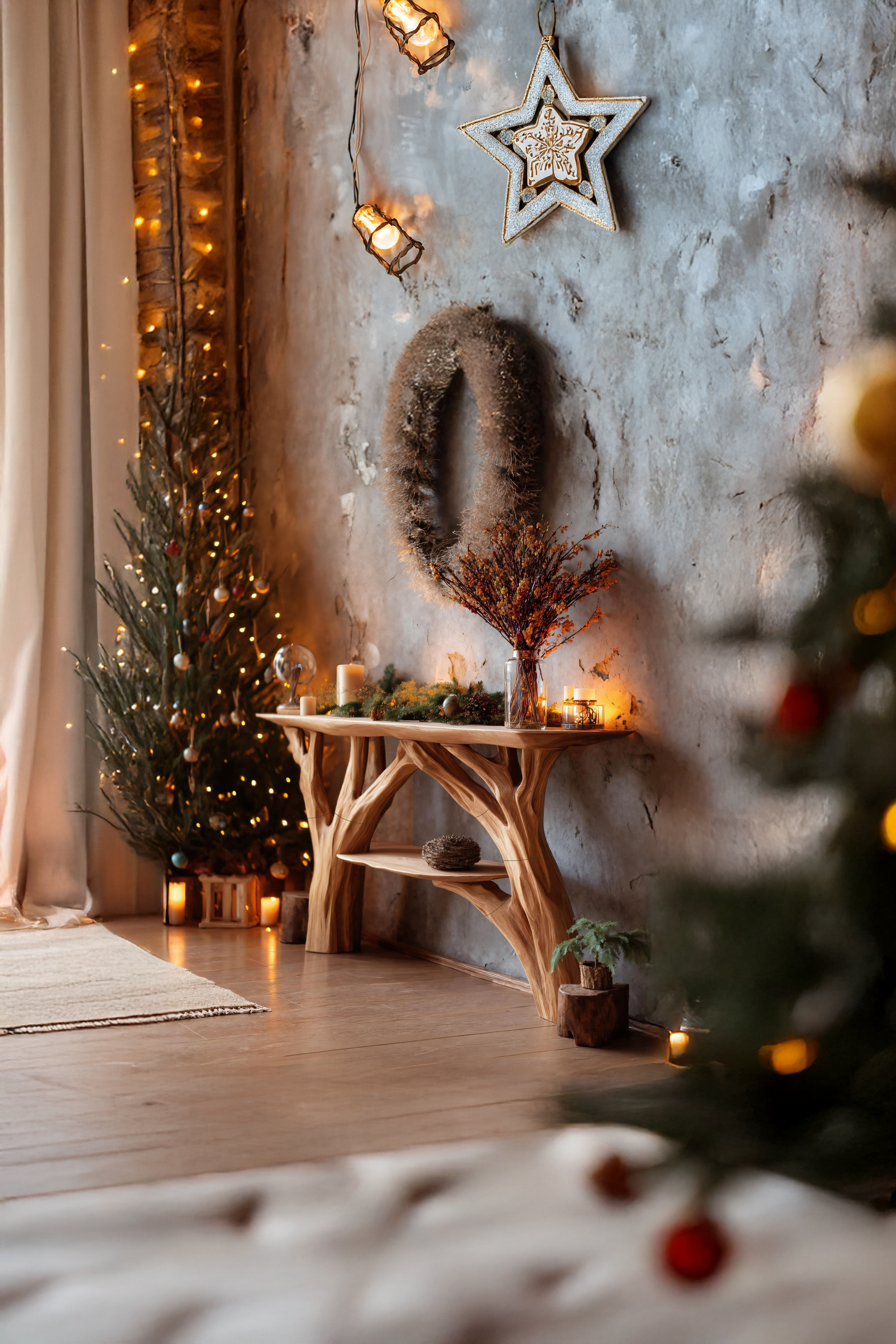 Handcrafted Wooden Console Table For Christmas Furniture Style SILDTTNCSC004