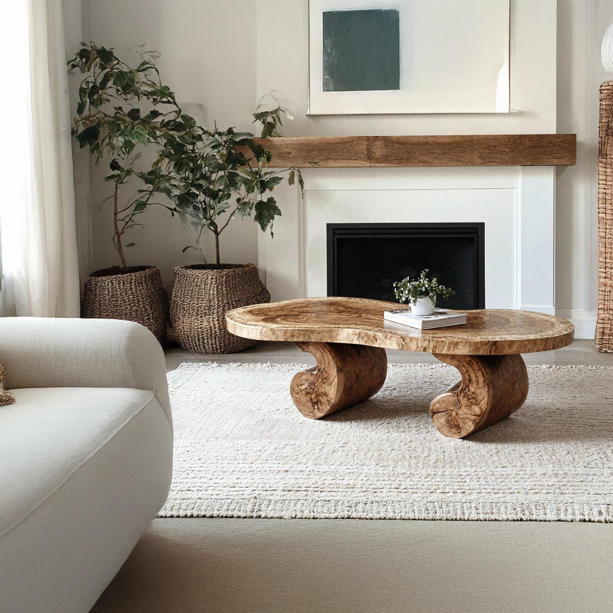 Handmade Live Edge Wood Coffee Table Natural Look SILDTCF103