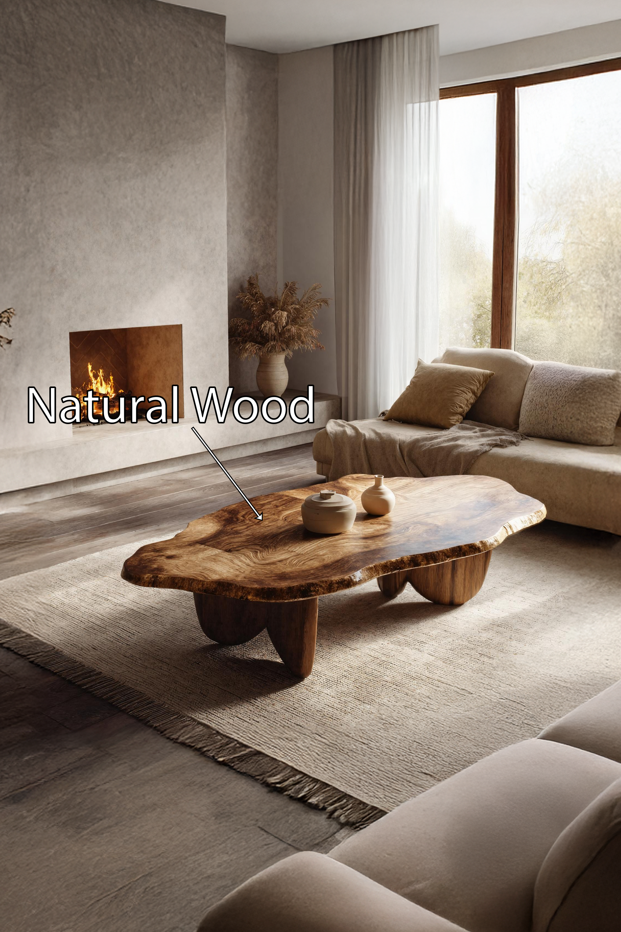 Rustic Solid Wood Live Edge Coffee Table For Entryway Design SILDTTRCF040