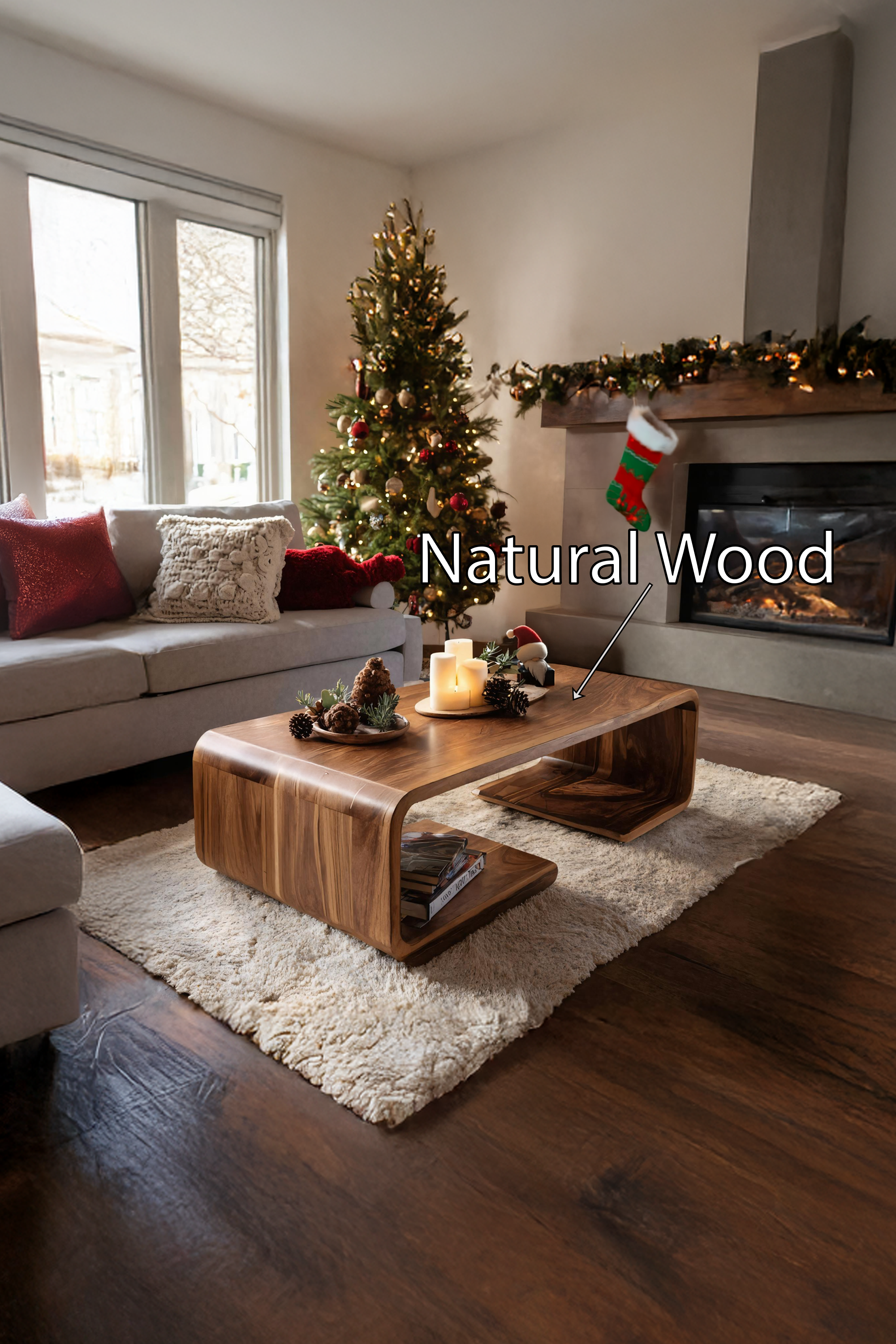 Handcrafted Solid Wood Coffee Table For Christmas Living Room SILDTTRCCF007