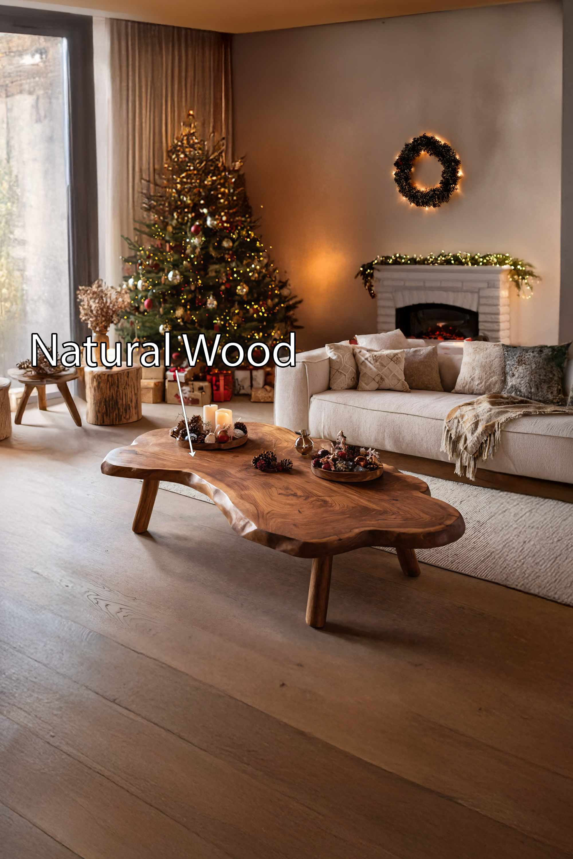 Farmhouse Wooden Live Edge Coffee Table For Holiday Home Style SILDTTRCCF006