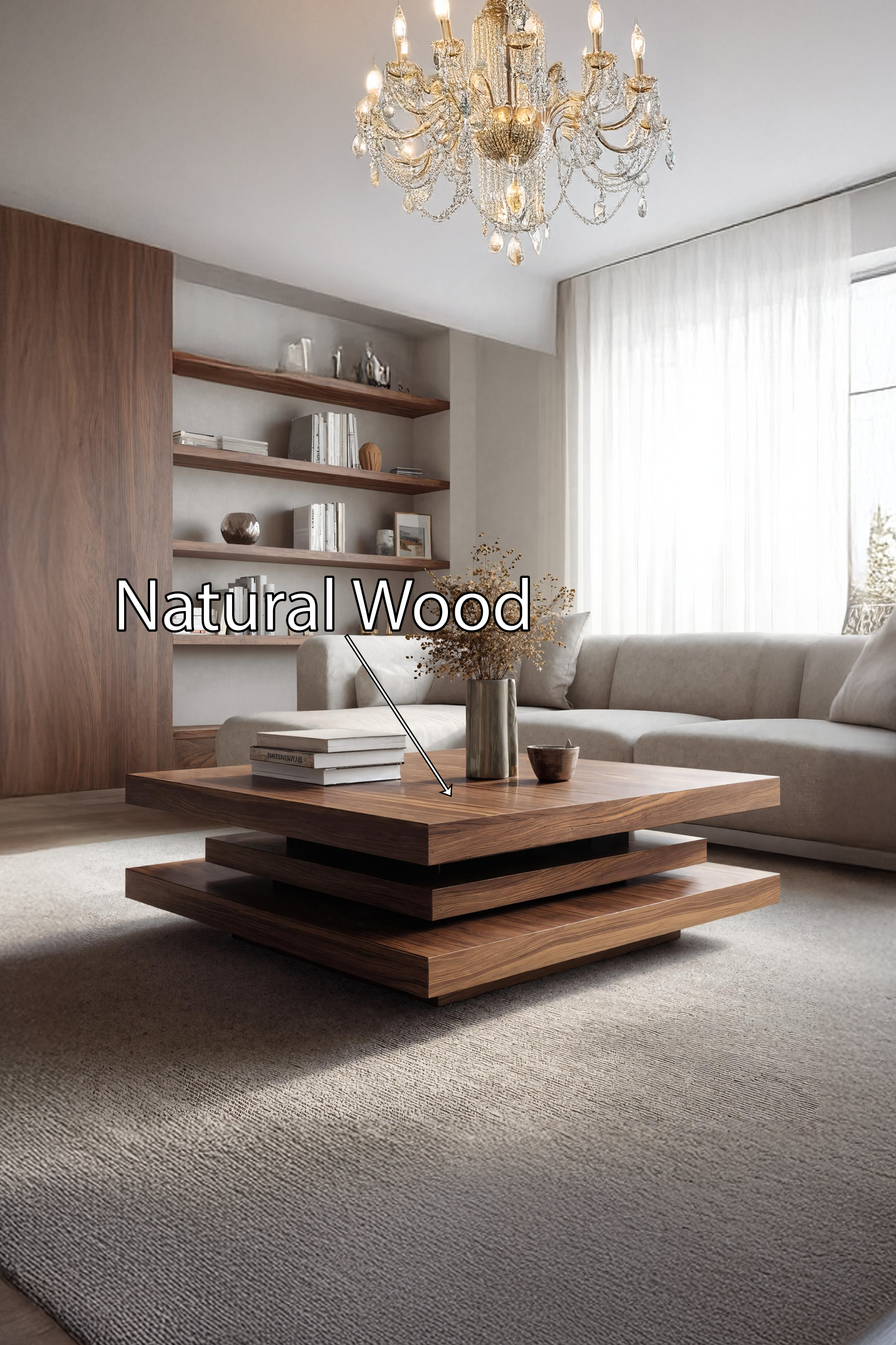 Modern Wooden Solid Wood Coffee Table For Living Room Style SILDTTRCF042