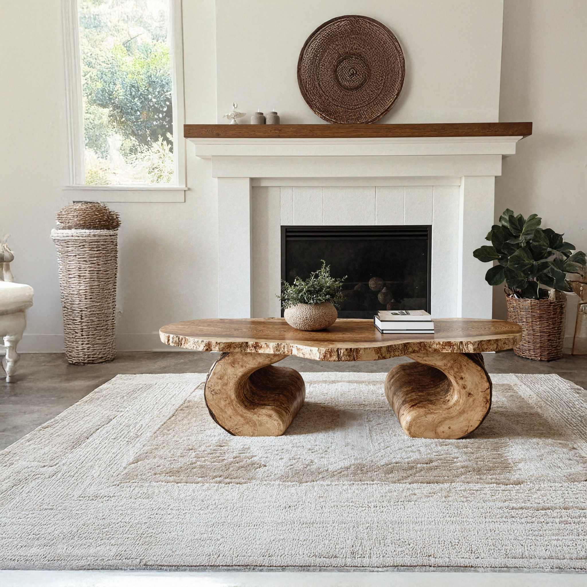 Handcrafted Rustic Wood Coffee Table Cozy Aesthetic SILDTCF104