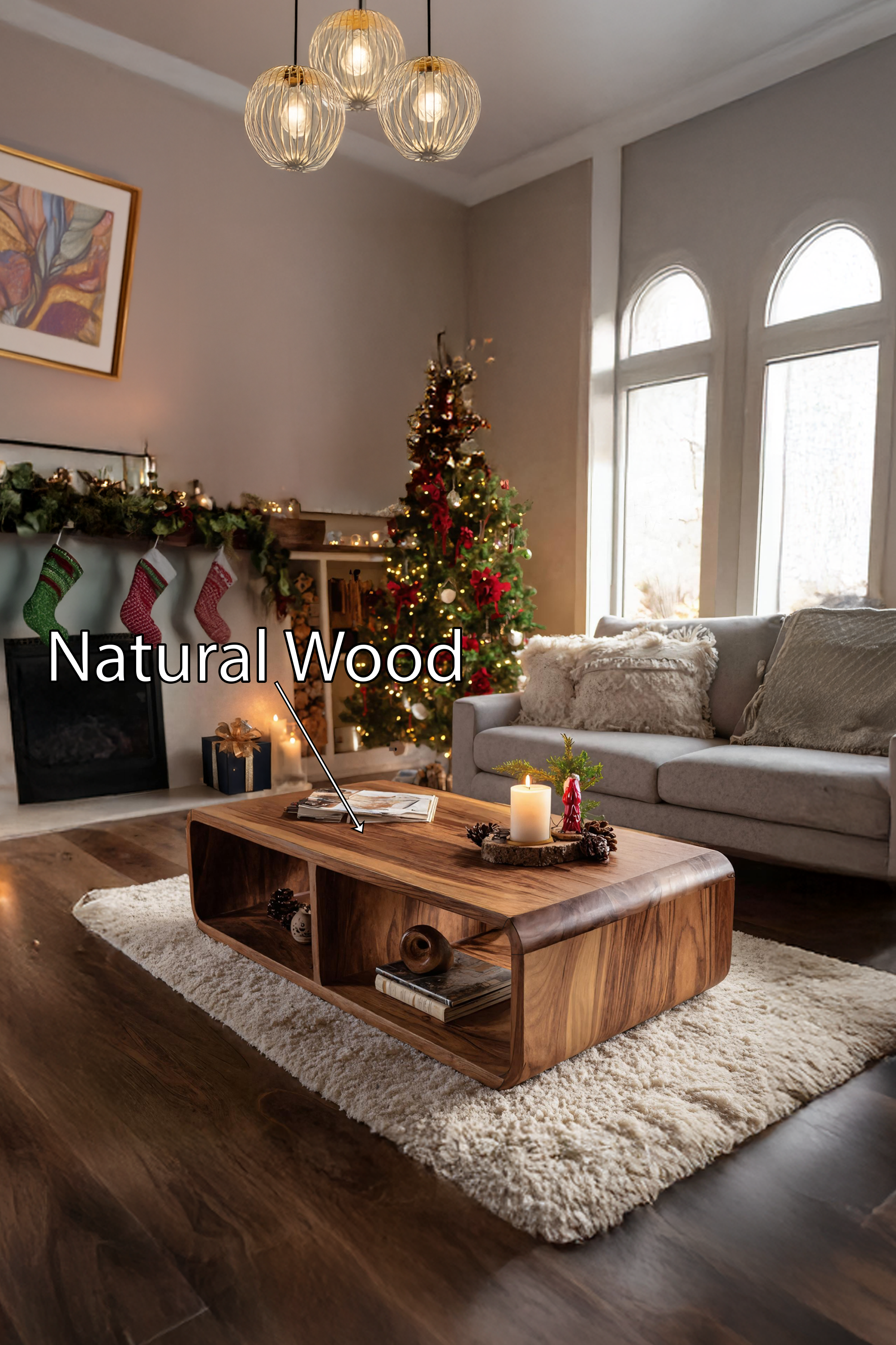 Handcrafted Wooden Coffee Table For Christmas Living Room Style SILDTTRCCF037