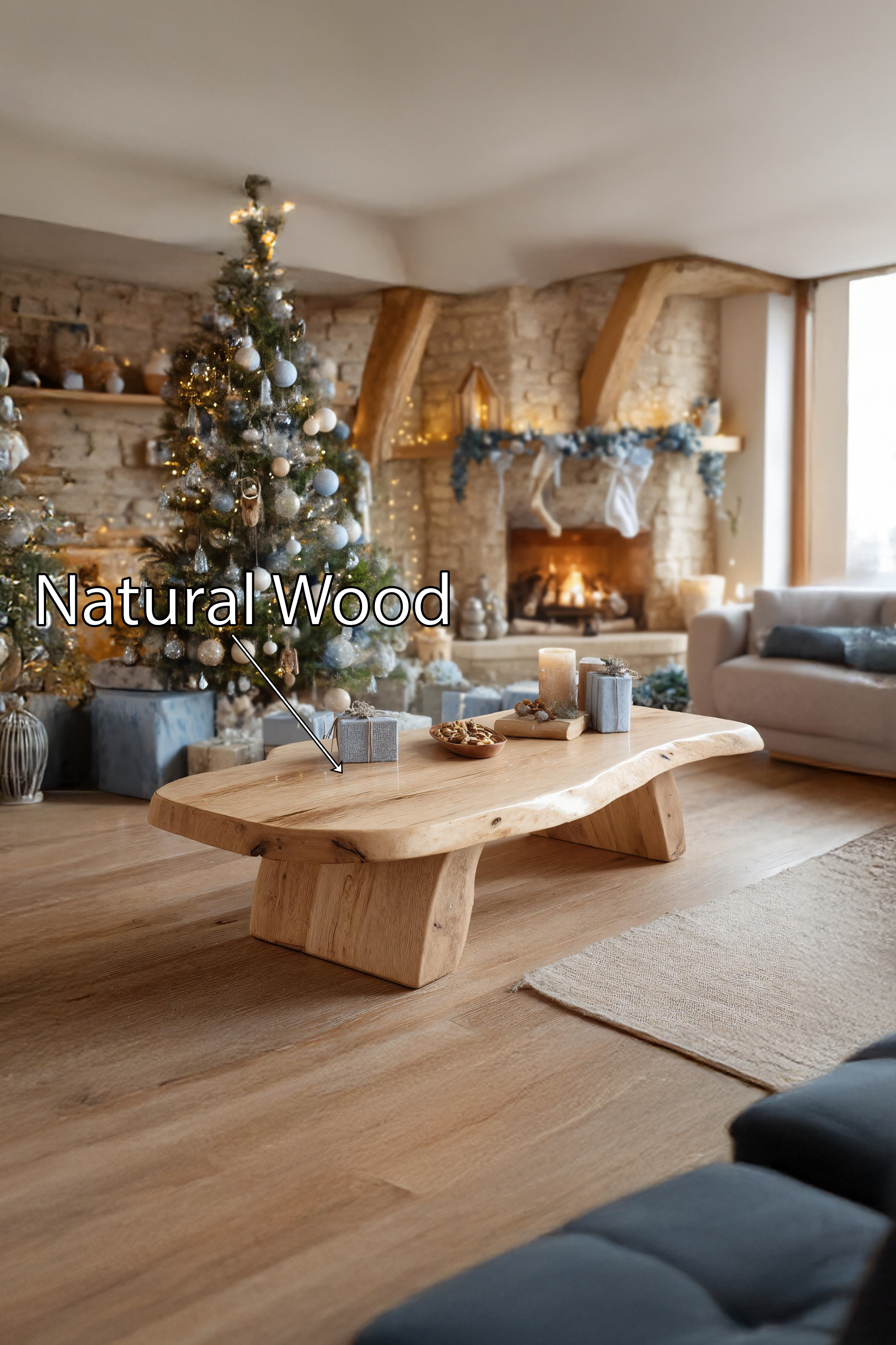 Handcrafted Modern Coffee Table Solid Wood For Christmas Living Room SILDTTRCCF029