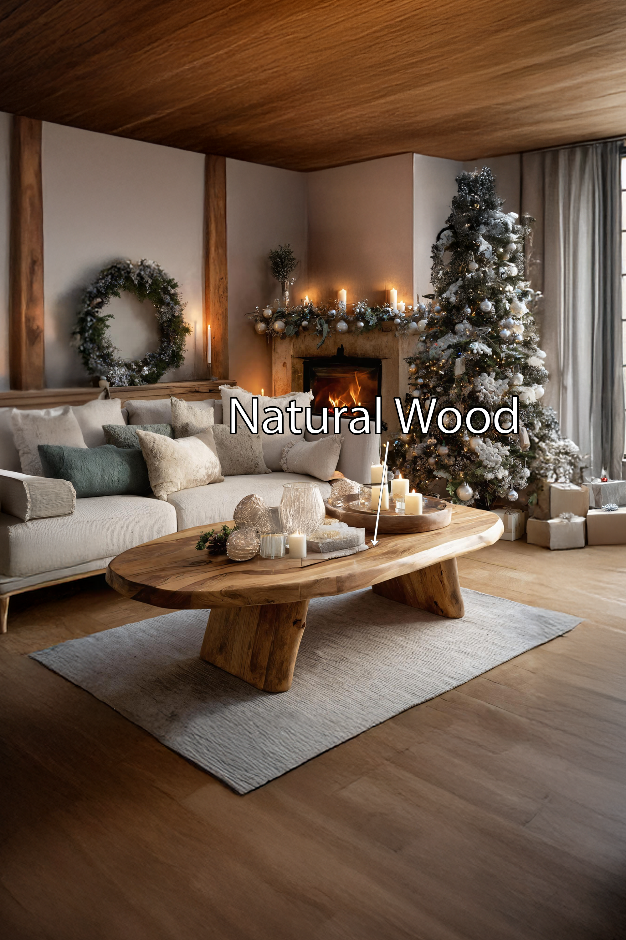 Rustic Handcrafted Wooden Coffee Table For Christmas Living Room SILDTTRCCF009