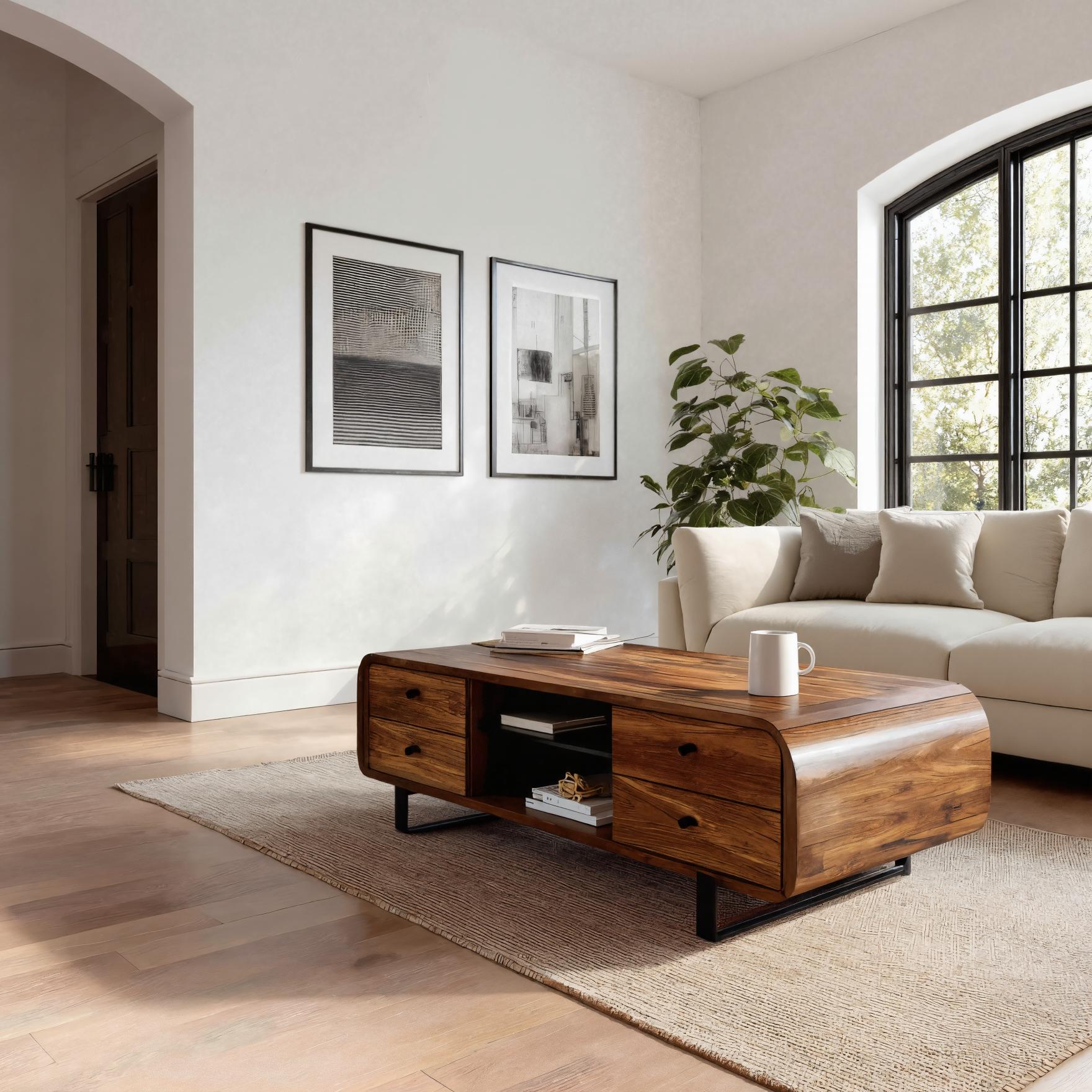 Contemporary Coffee Table With Drawer And Open Shelf For Interior SITHHNCF026