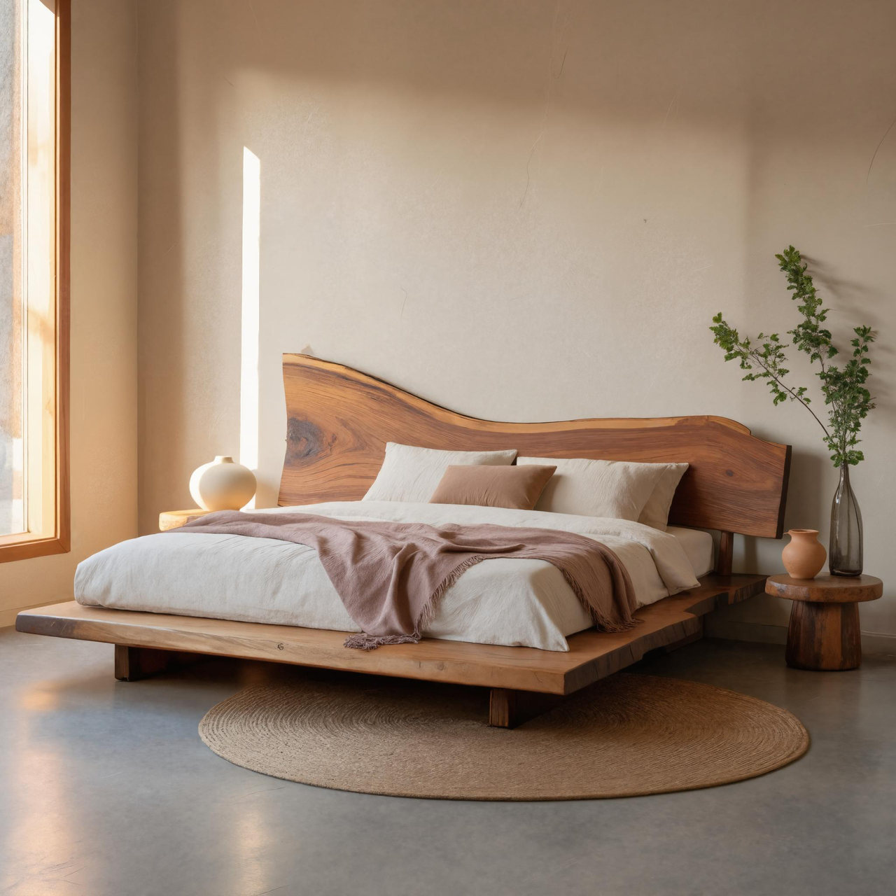 Sculptural Live Edge Headboard Handmade For Modern Bedroom SITHTTHB003