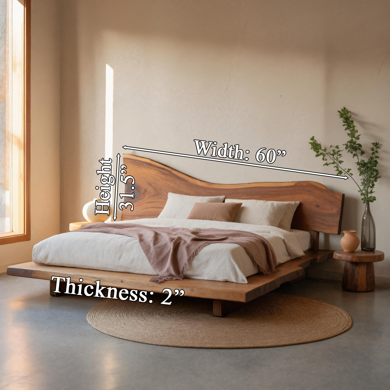 Sculptural Live Edge Headboard Handmade For Modern Bedroom SITHTTHB003