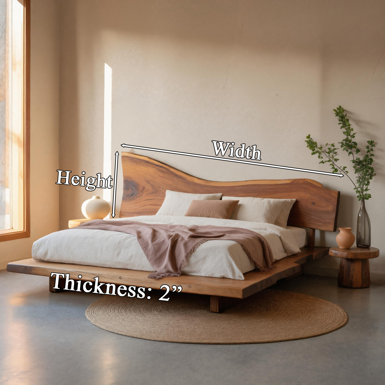 Sculptural Live Edge Headboard Handmade For Modern Bedroom SITHTTHB003