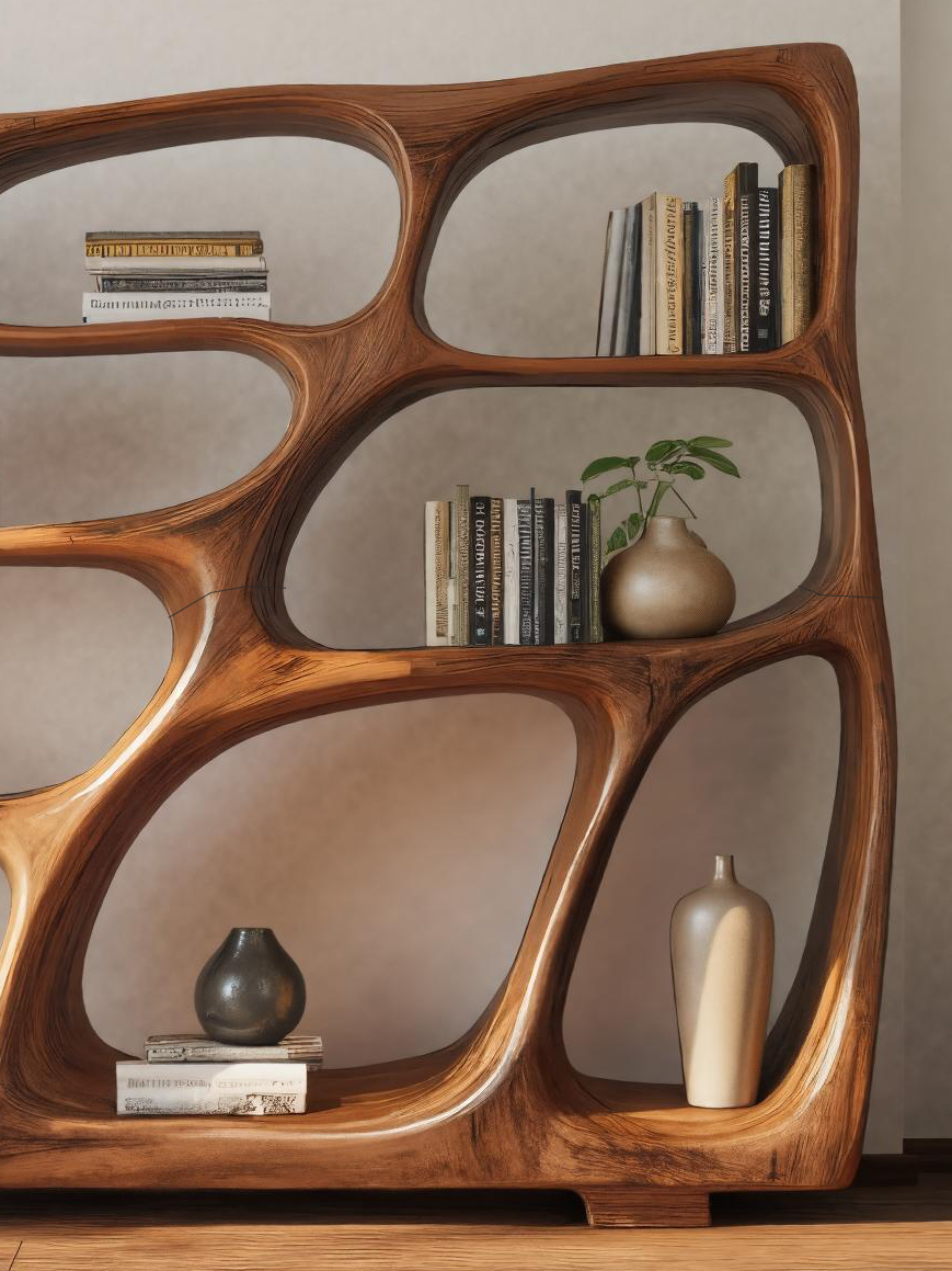 Modern Bookshelf With Sculptural Open Design For Living Room SITHTTBS029