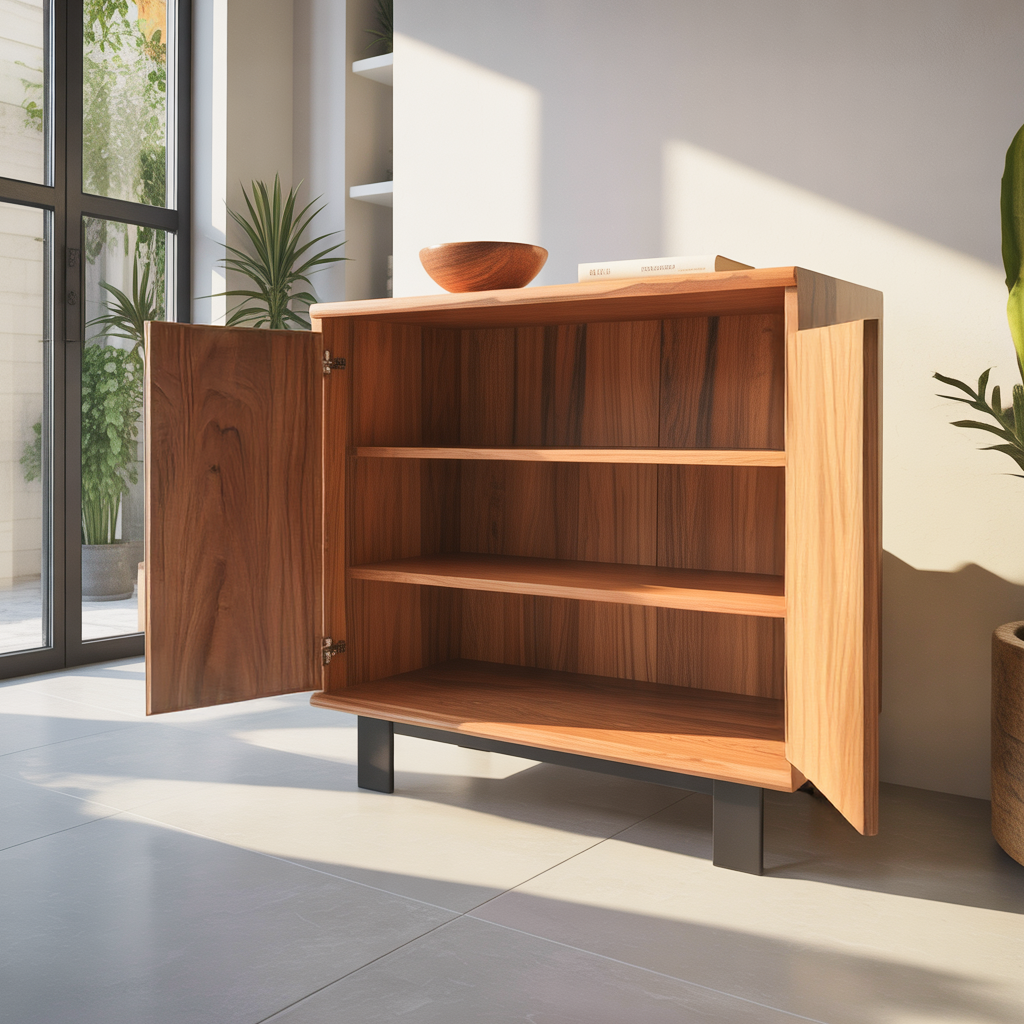 Modern Wavy Front Wooden Cabinet Artistic Sideboard For Entryway Or Living Room SITHTTSD006